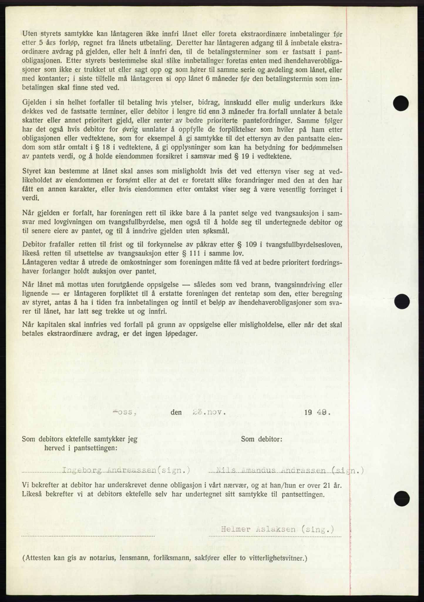 Moss sorenskriveri, SAO/A-10168: Pantebok nr. B23, 1949-1950, Dagboknr: 3642/1949