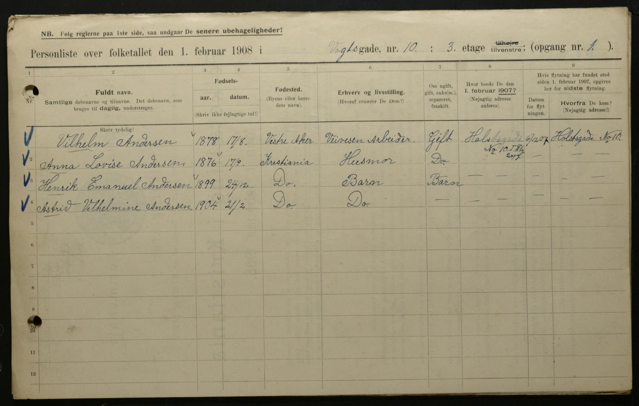 OBA, Kommunal folketelling 1.2.1908 for Kristiania kjøpstad, 1908, s. 111536