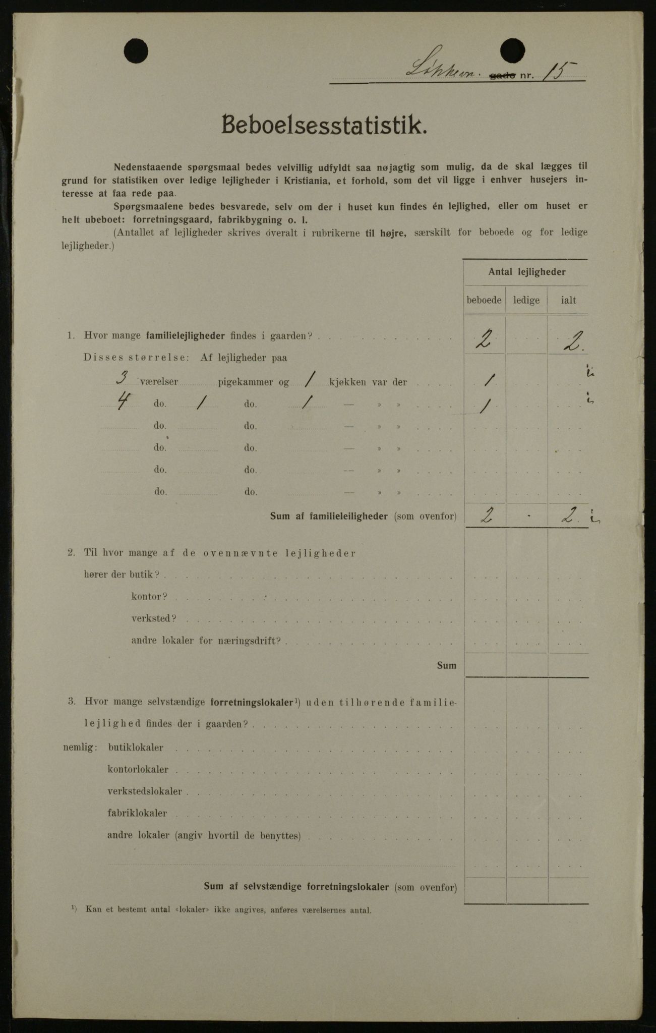 OBA, Kommunal folketelling 1.2.1908 for Kristiania kjøpstad, 1908, s. 52657