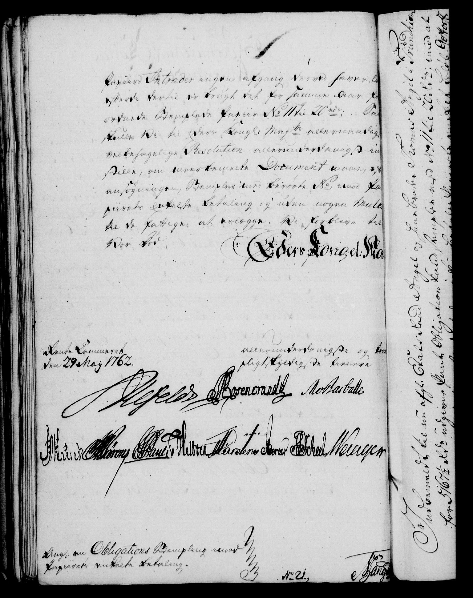 Rentekammeret, Kammerkanselliet, RA/EA-3111/G/Gf/Gfa/L0044: Norsk relasjons- og resolusjonsprotokoll (merket RK 52.44), 1762, s. 282