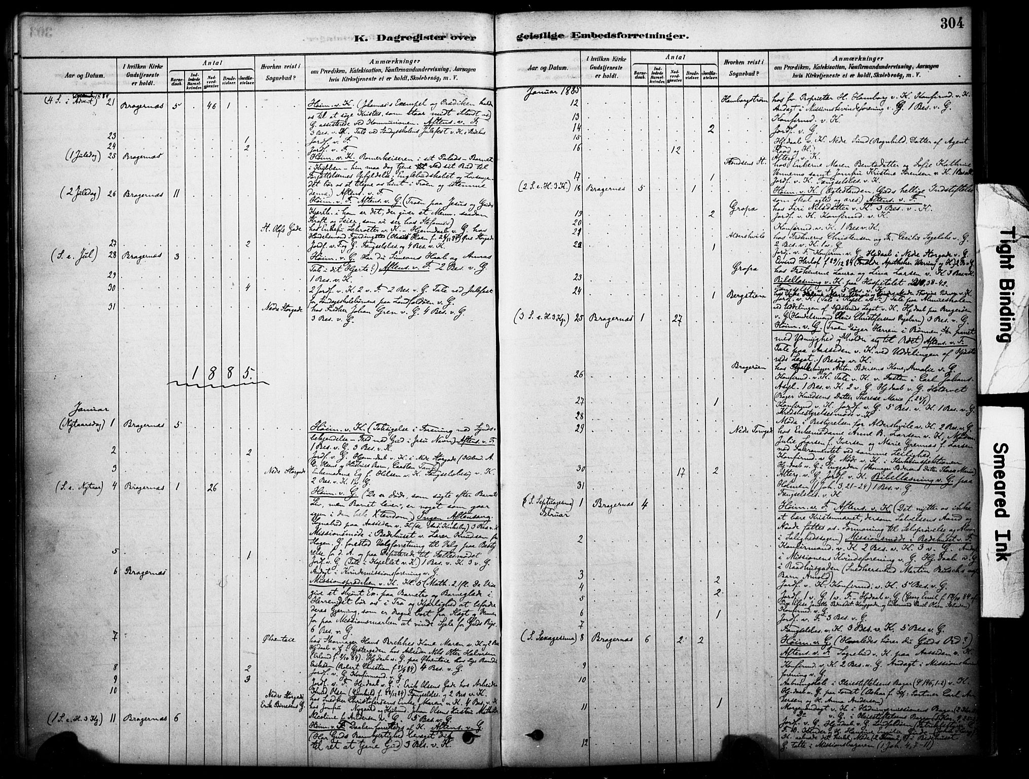 Bragernes kirkebøker, AV/SAKO-A-6/F/Fc/L0005: Ministerialbok nr. III 5, 1878-1890, s. 304