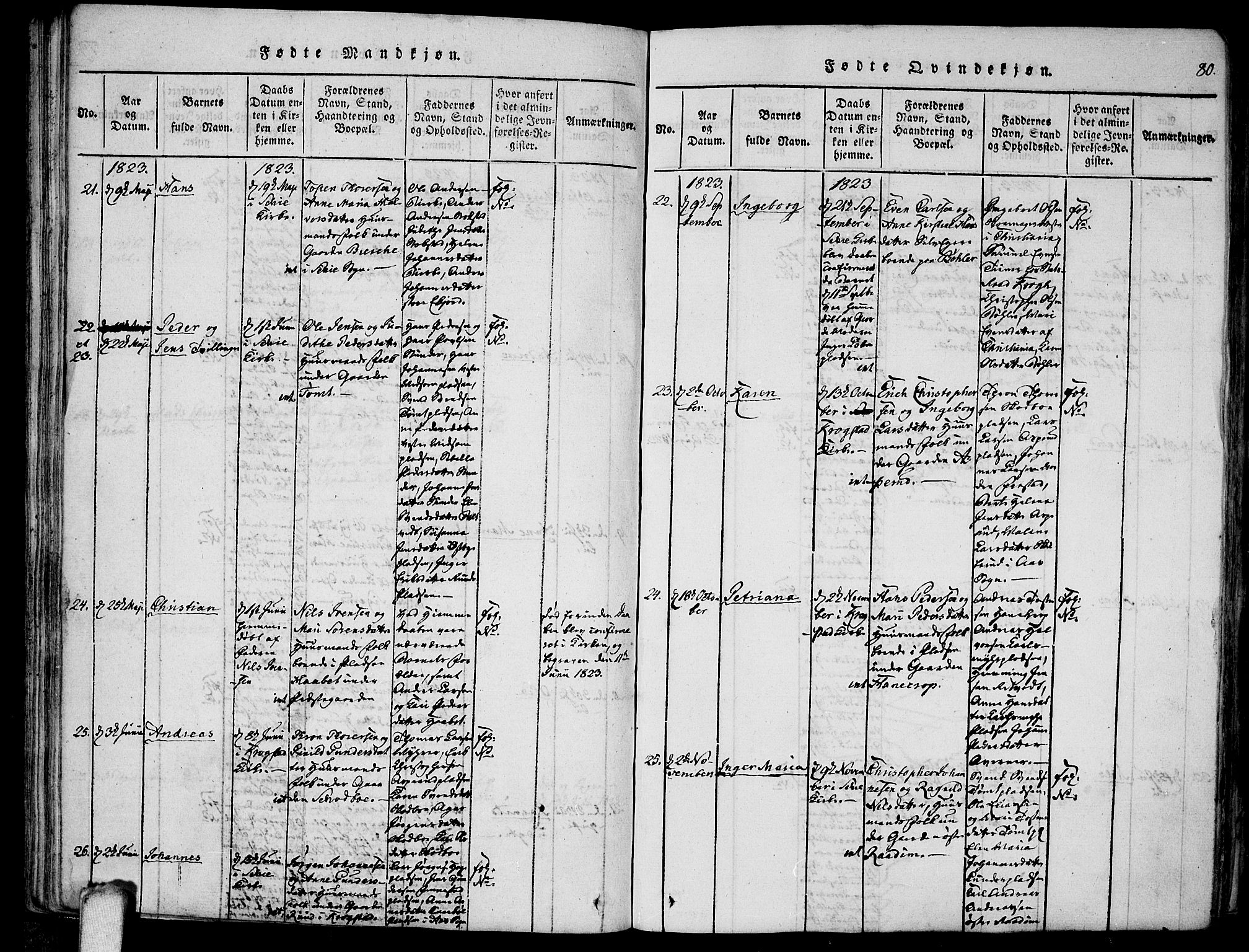 Kråkstad prestekontor Kirkebøker, SAO/A-10125a/F/Fa/L0003: Ministerialbok nr. I 3, 1813-1824, s. 80