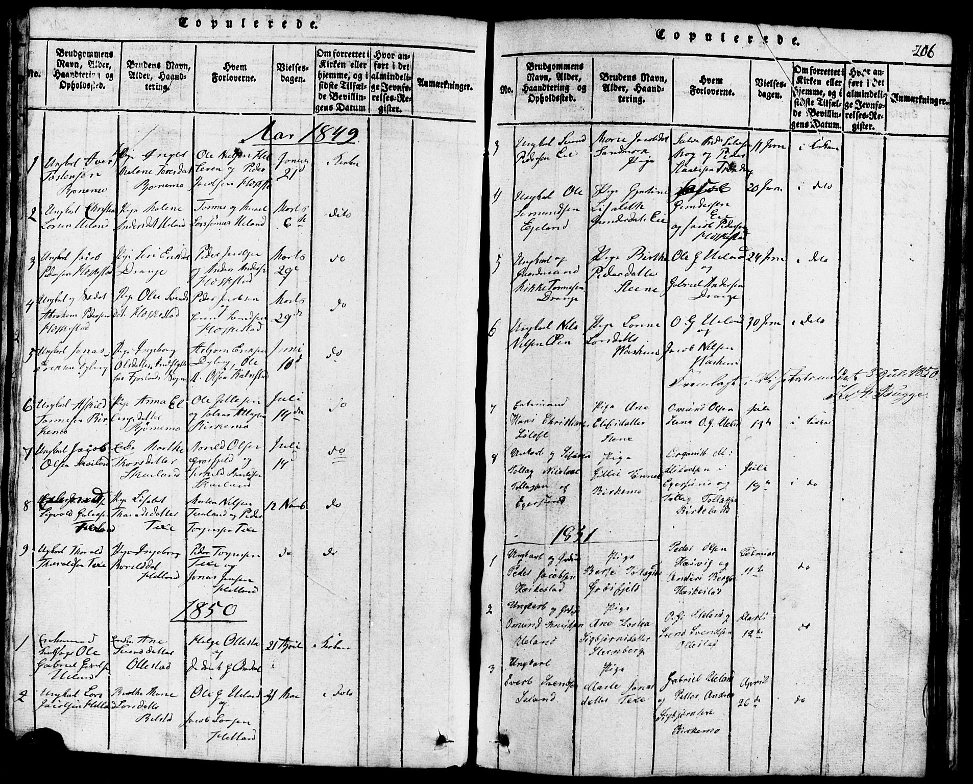 Lund sokneprestkontor, AV/SAST-A-101809/S07/L0001: Klokkerbok nr. B 1, 1815-1853, s. 206