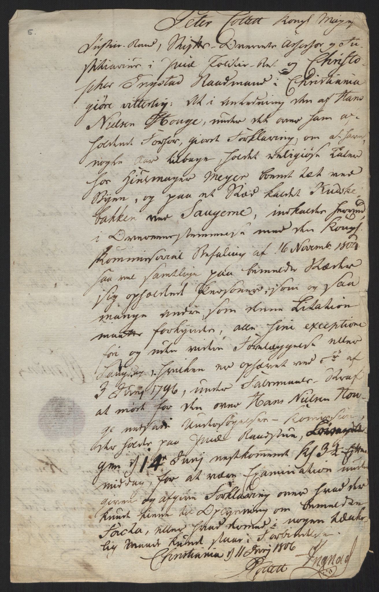 Justisdepartementet, Kommisjon i saken mot Hans Nielsen Hauge 1804, AV/RA-S-1151/D/L0001: Hans Nielsen Hauges sak, 1804-1813