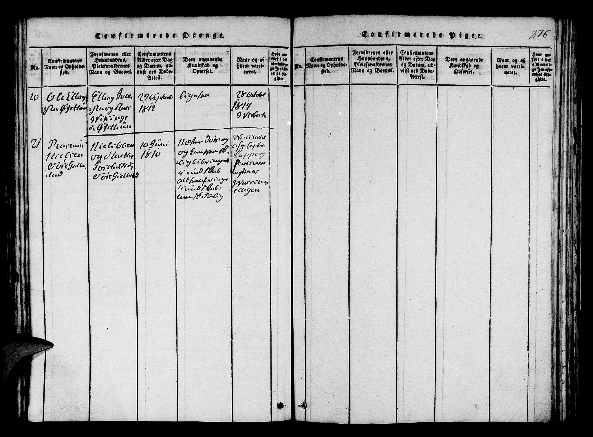 Fana Sokneprestembete, AV/SAB-A-75101/H/Hab/Haba/L0001: Klokkerbok nr. A 1, 1816-1836, s. 276