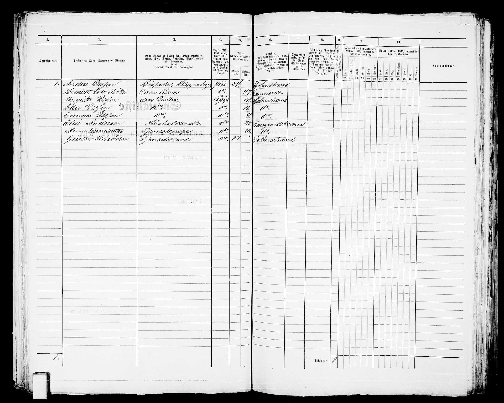 RA, Folketelling 1865 for 0702B Botne prestegjeld, Holmestrand kjøpstad, 1865, s. 109