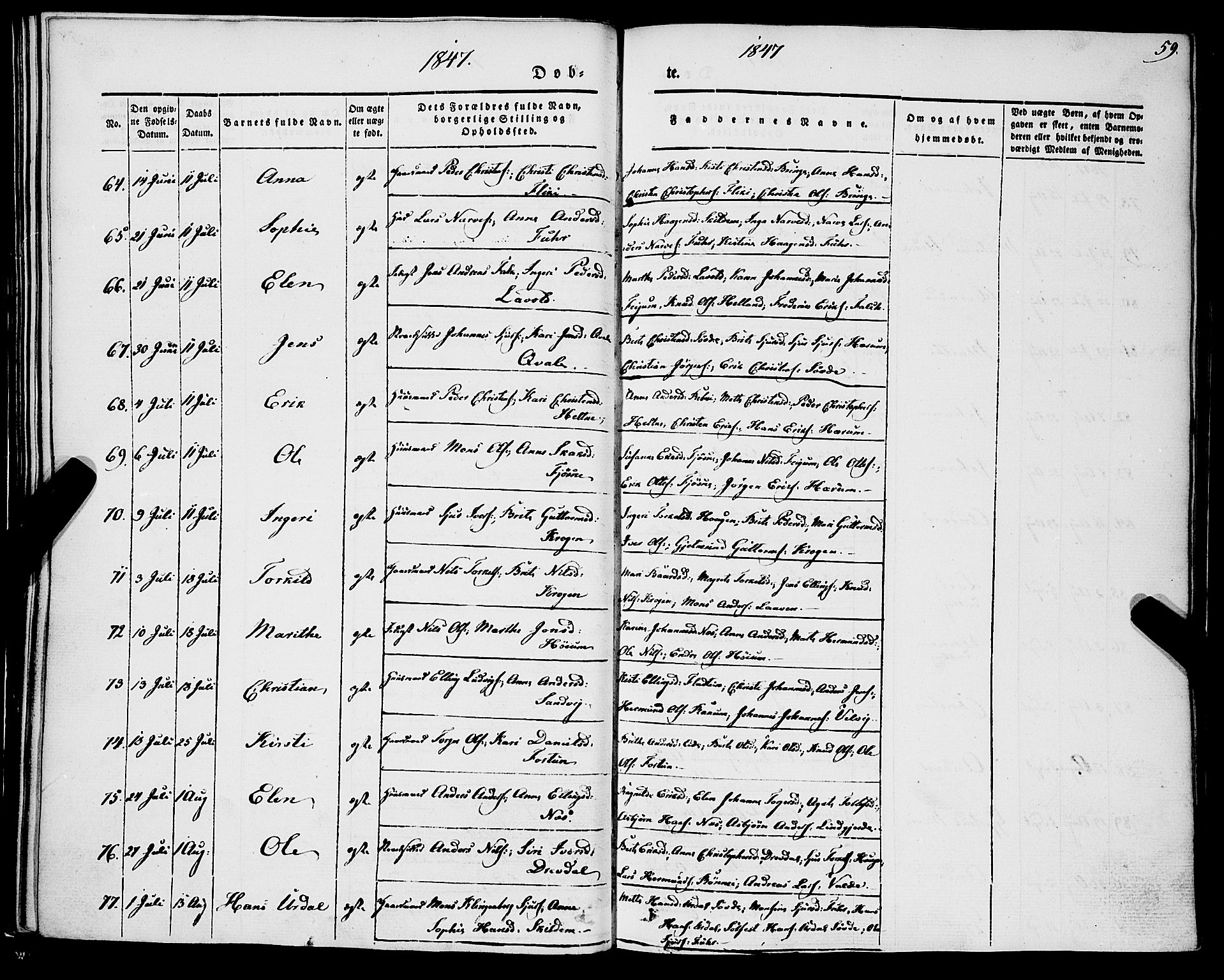 Luster sokneprestembete, AV/SAB-A-81101/H/Haa/Haaa/L0006: Ministerialbok nr. A 6, 1840-1848, s. 59