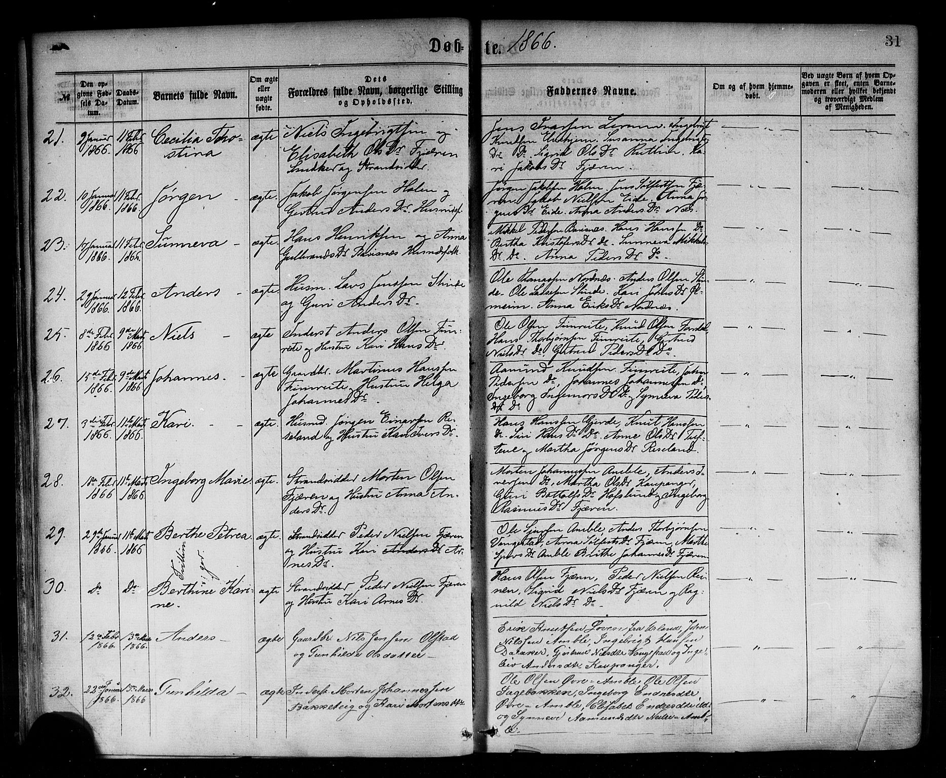 Sogndal sokneprestembete, AV/SAB-A-81301/H/Haa/Haaa/L0014: Ministerialbok nr. A 14, 1864-1877, s. 31