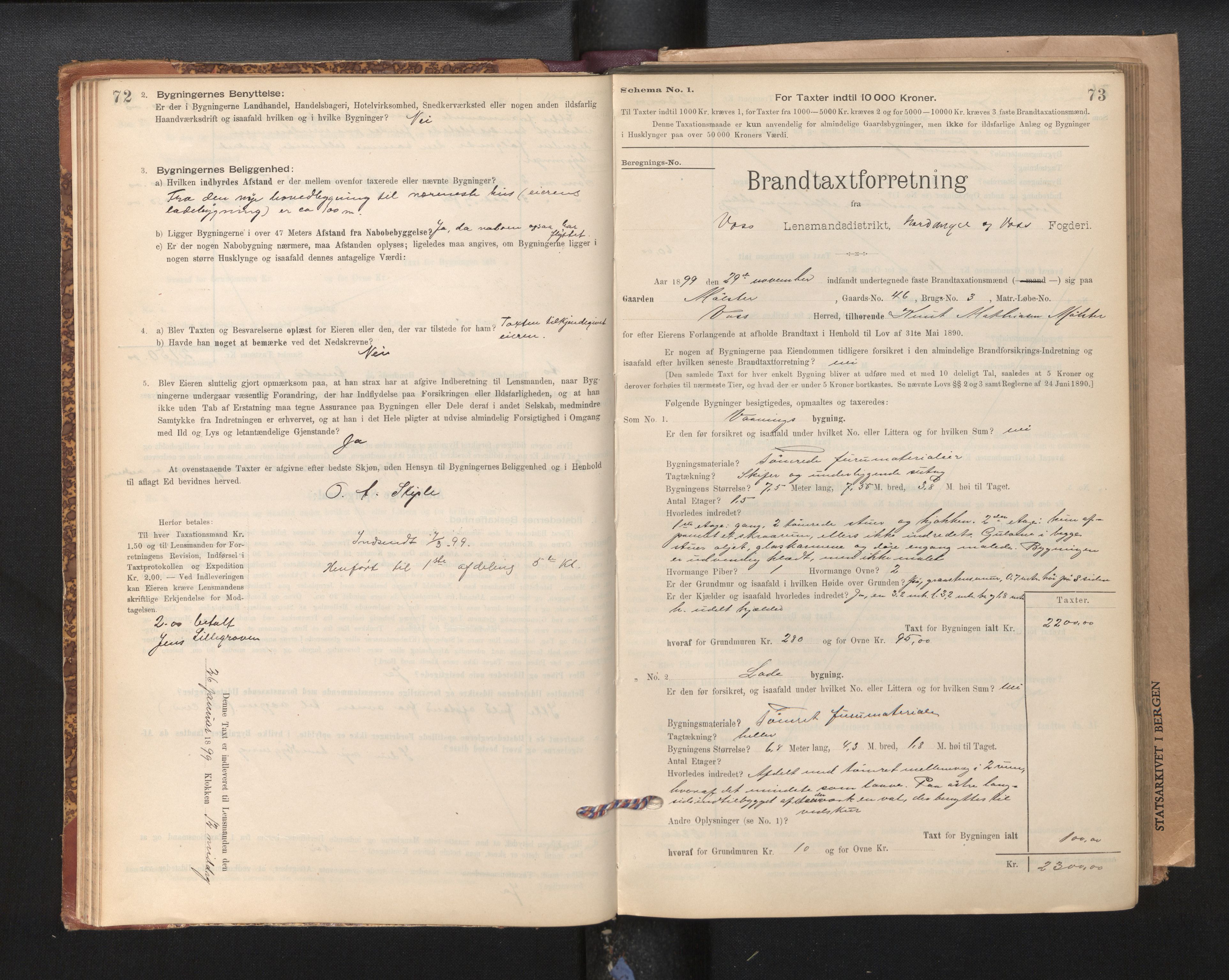 Lensmannen i Voss, SAB/A-35801/0012/L0008: Branntakstprotokoll, skjematakst, 1895-1945, s. 72-73