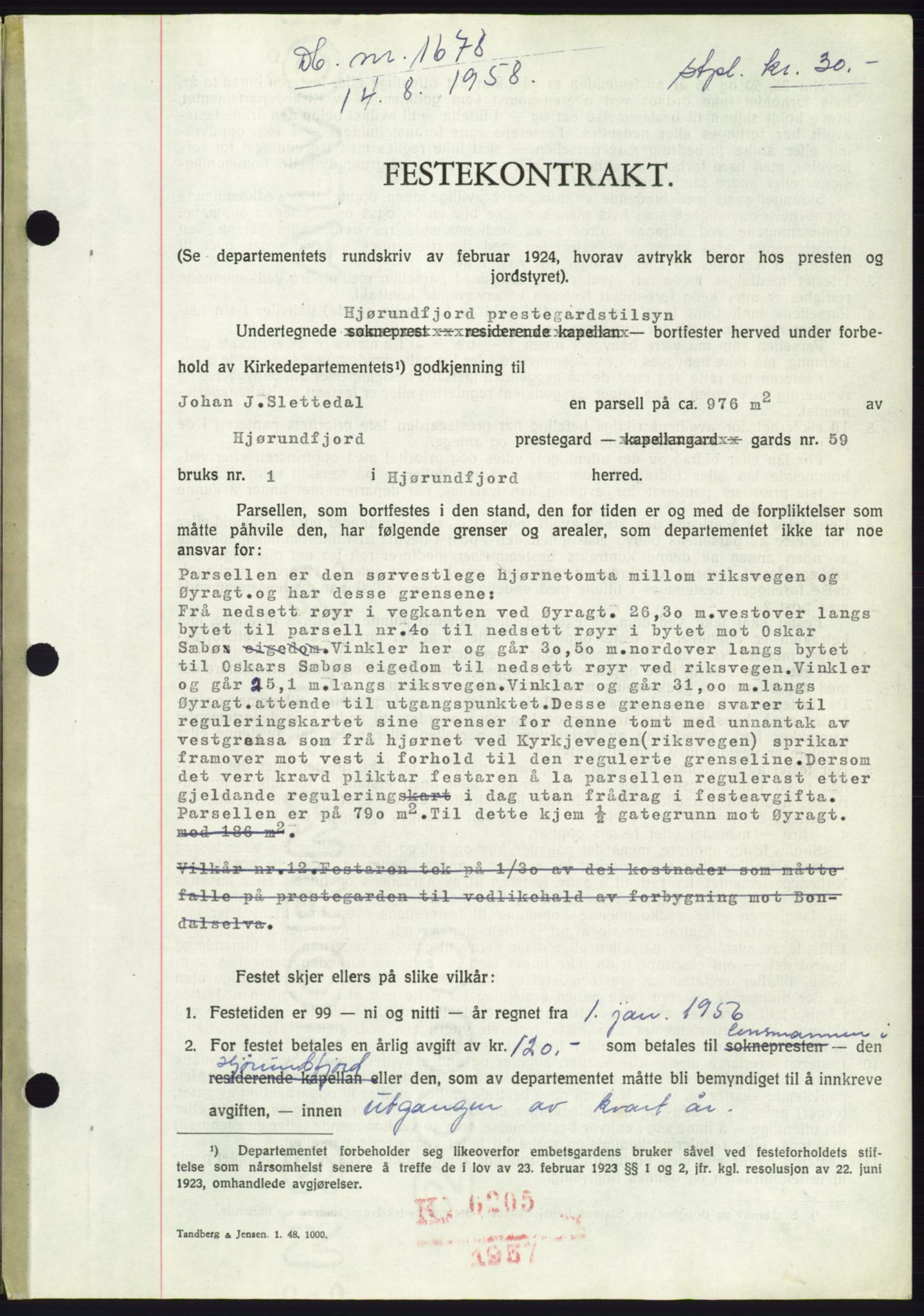 Søre Sunnmøre sorenskriveri, AV/SAT-A-4122/1/2/2C/L0110: Pantebok nr. 36A, 1958-1958, Dagboknr: 1678/1958