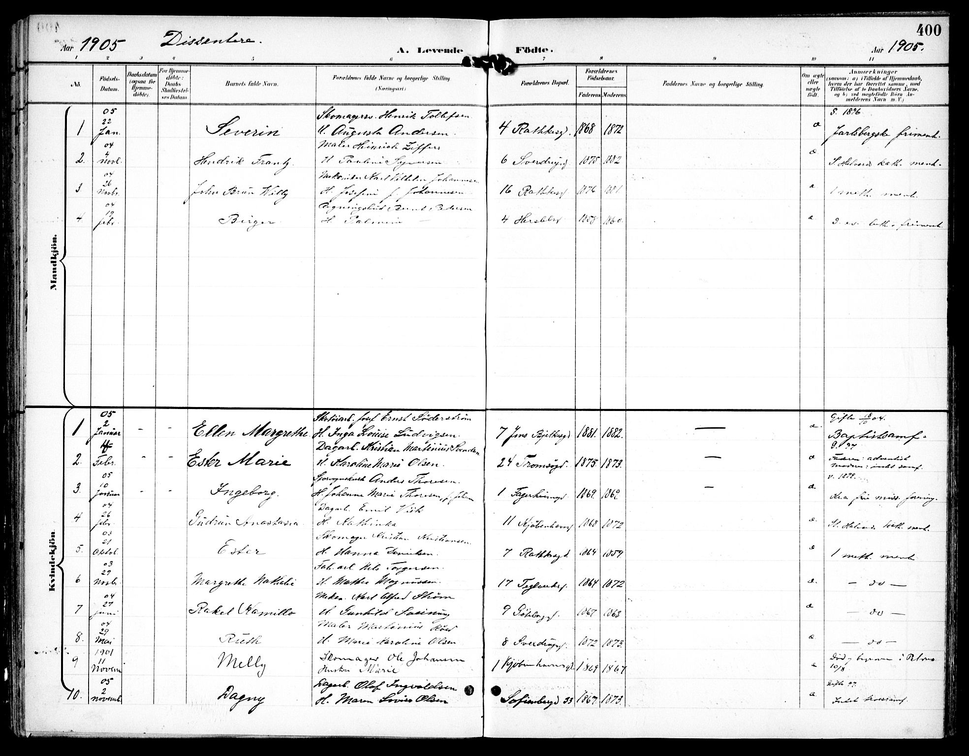 Petrus prestekontor Kirkebøker, AV/SAO-A-10872/F/Fa/L0008: Ministerialbok nr. I 8, 1899-1909, s. 400