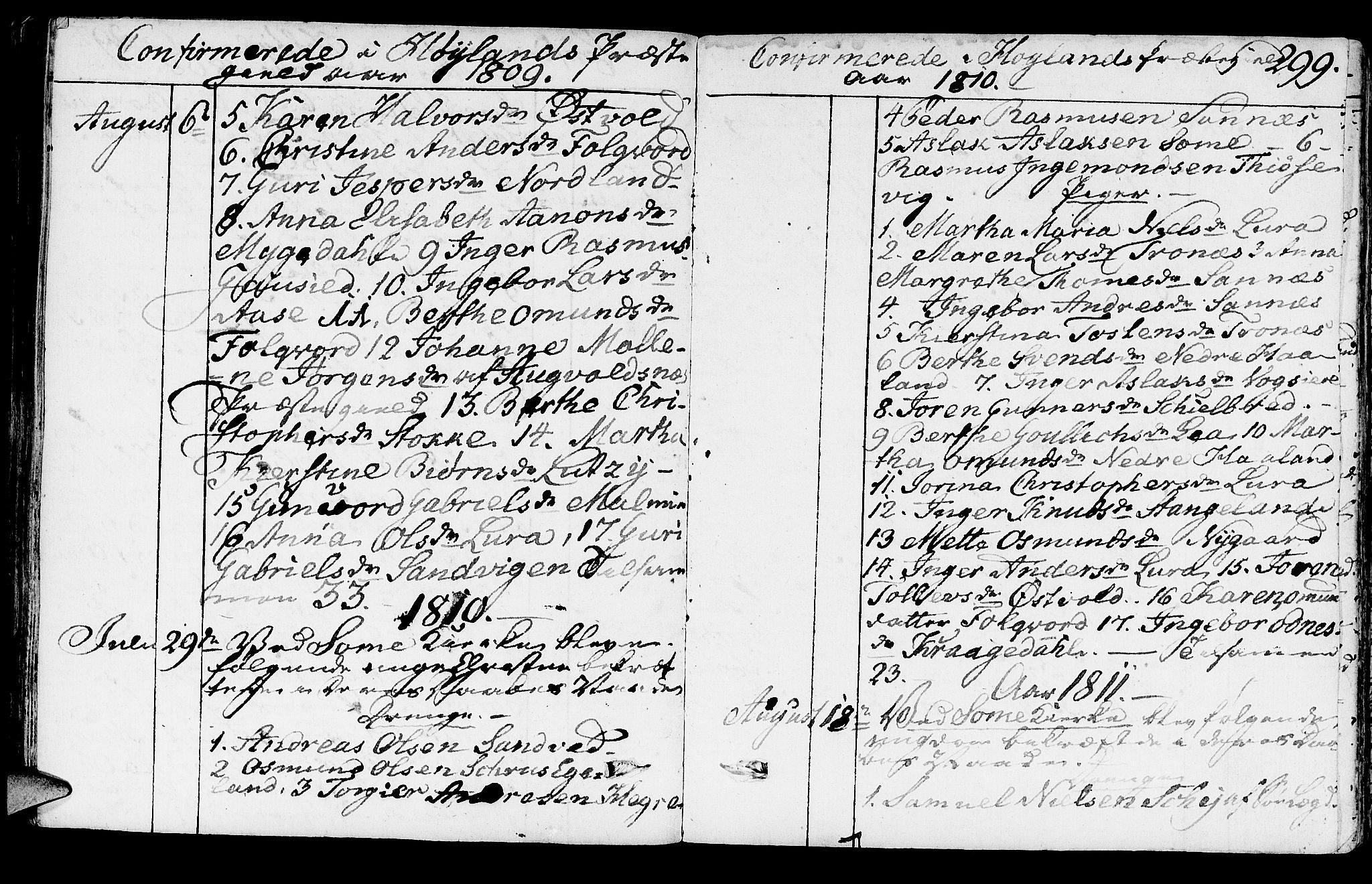 Høyland sokneprestkontor, SAST/A-101799/001/30BA/L0005: Ministerialbok nr. A 5, 1804-1815, s. 299