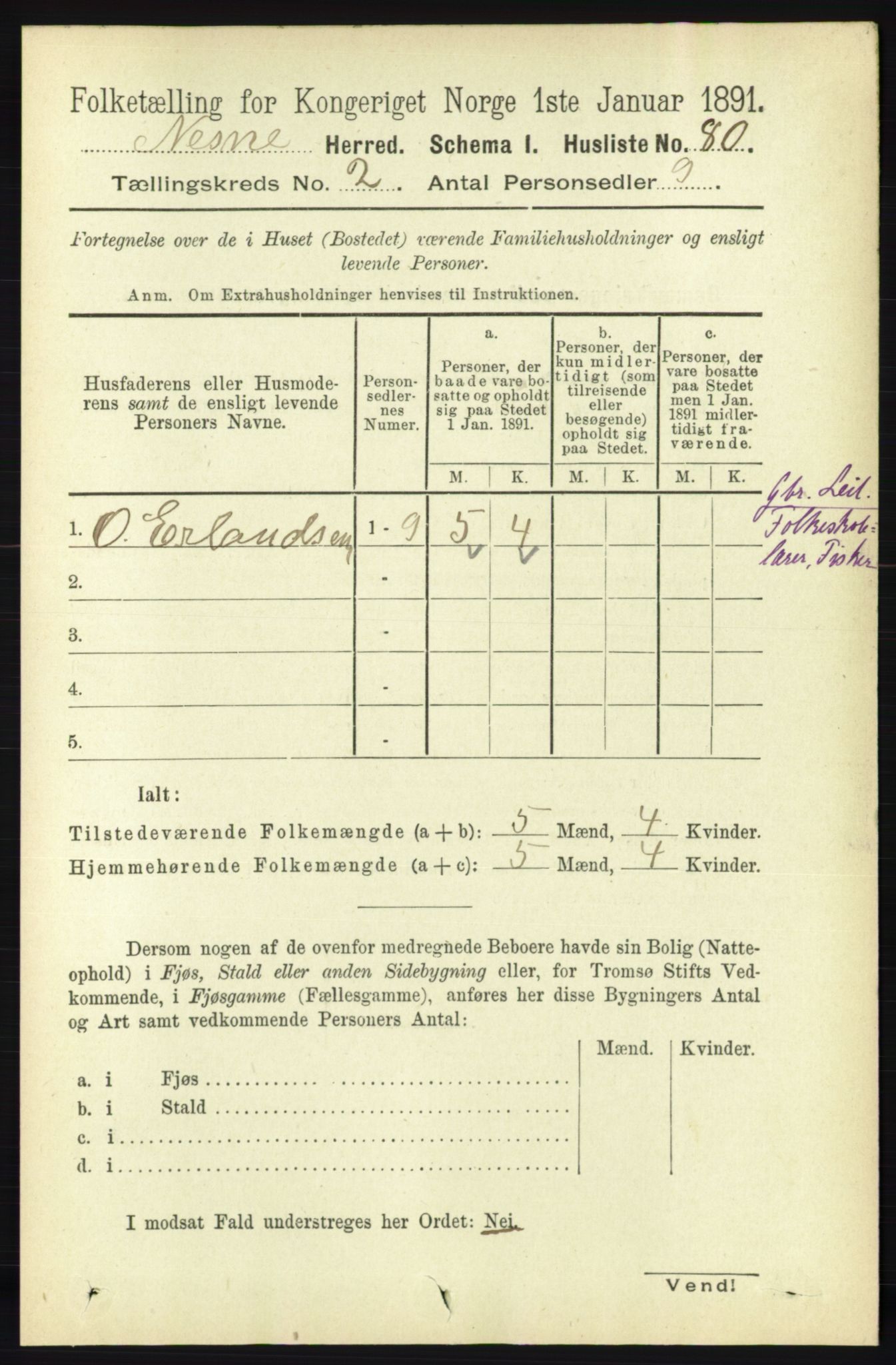 RA, Folketelling 1891 for 1828 Nesna herred, 1891, s. 824