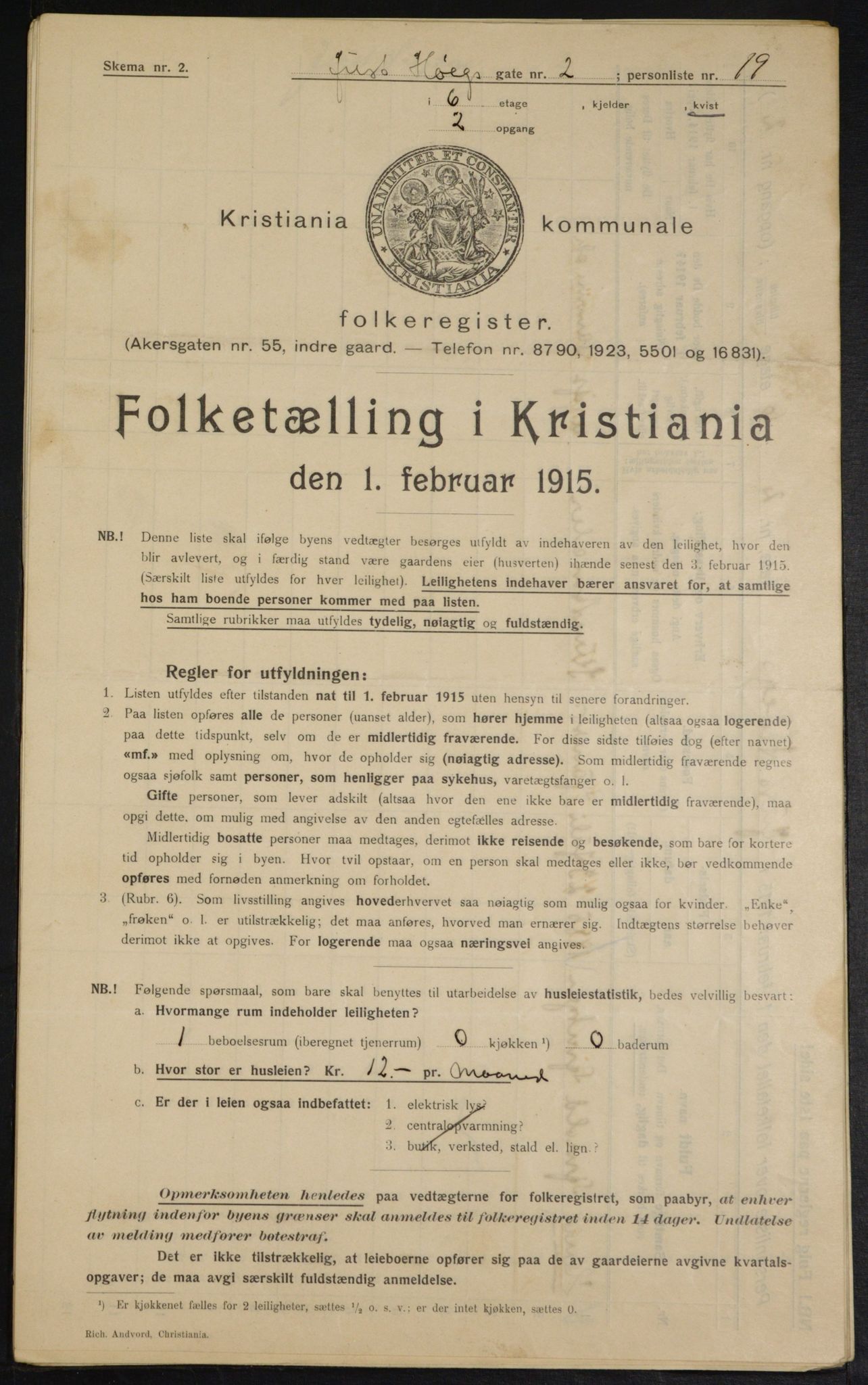 OBA, Kommunal folketelling 1.2.1915 for Kristiania, 1915, s. 47149