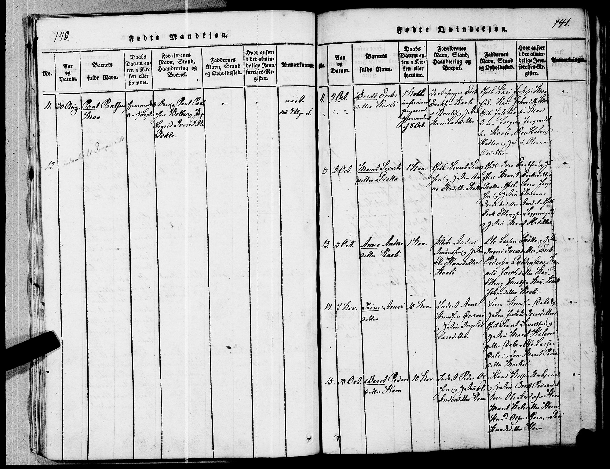 Ministerialprotokoller, klokkerbøker og fødselsregistre - Møre og Romsdal, AV/SAT-A-1454/545/L0585: Ministerialbok nr. 545A01, 1818-1853, s. 140-141