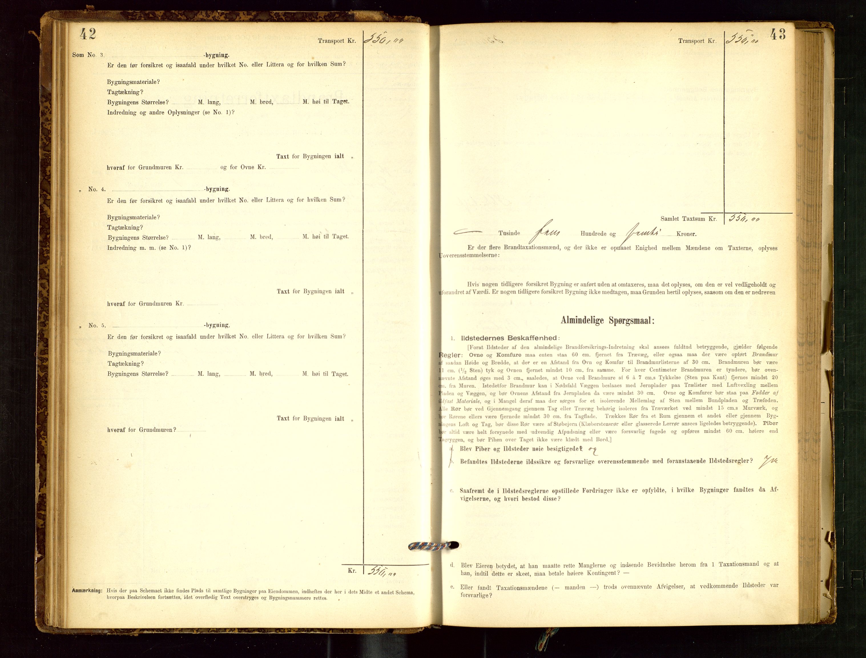 Skjold lensmannskontor, AV/SAST-A-100182/Gob/L0001: "Brandtaxationsprotokol for Skjold Lensmandsdistrikt Ryfylke Fogderi", 1894-1939, s. 42-43