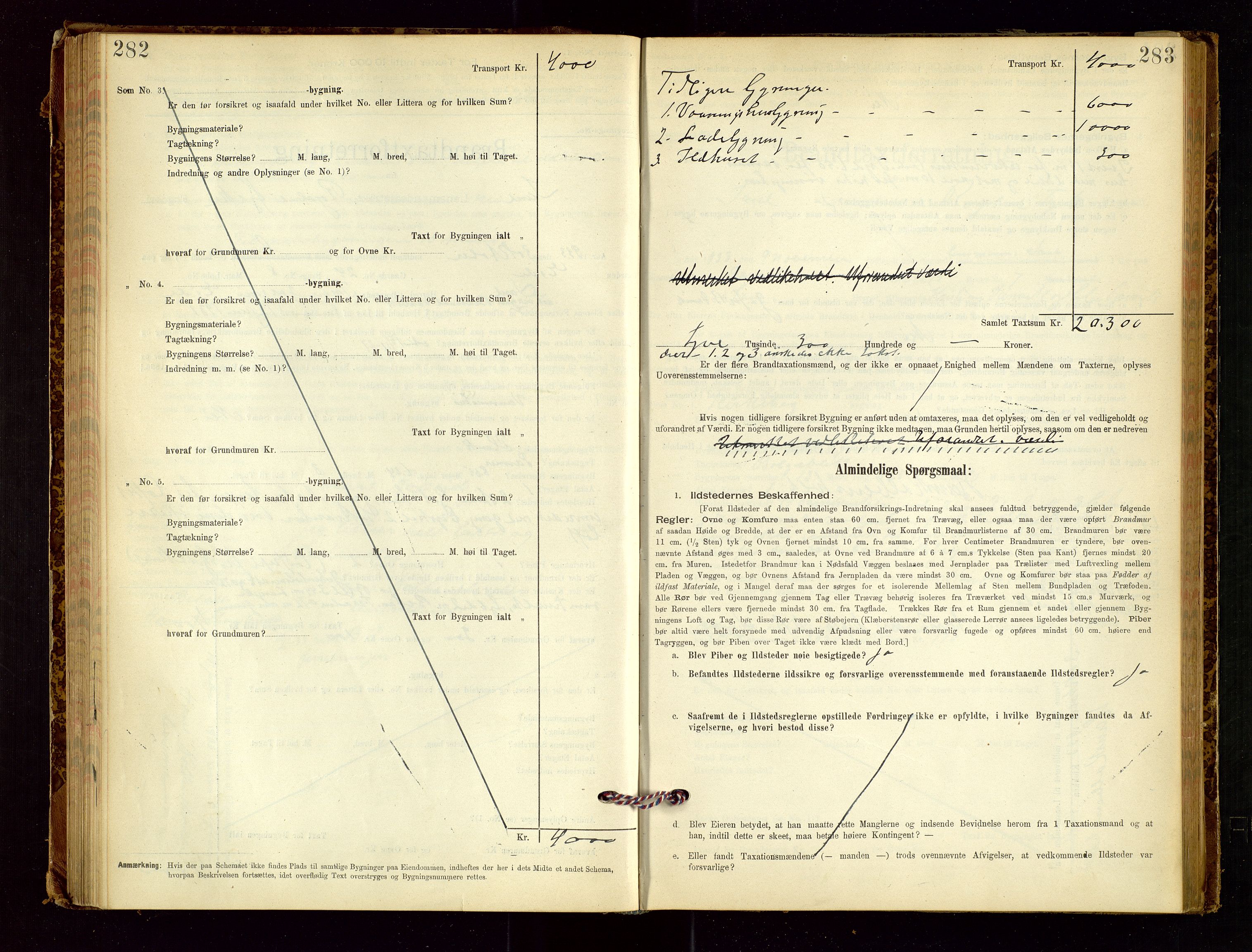 Sand lensmannskontor, AV/SAST-A-100415/Goc/L0001: "Brandtaxationsprotokol", 1895-1935, s. 282-283