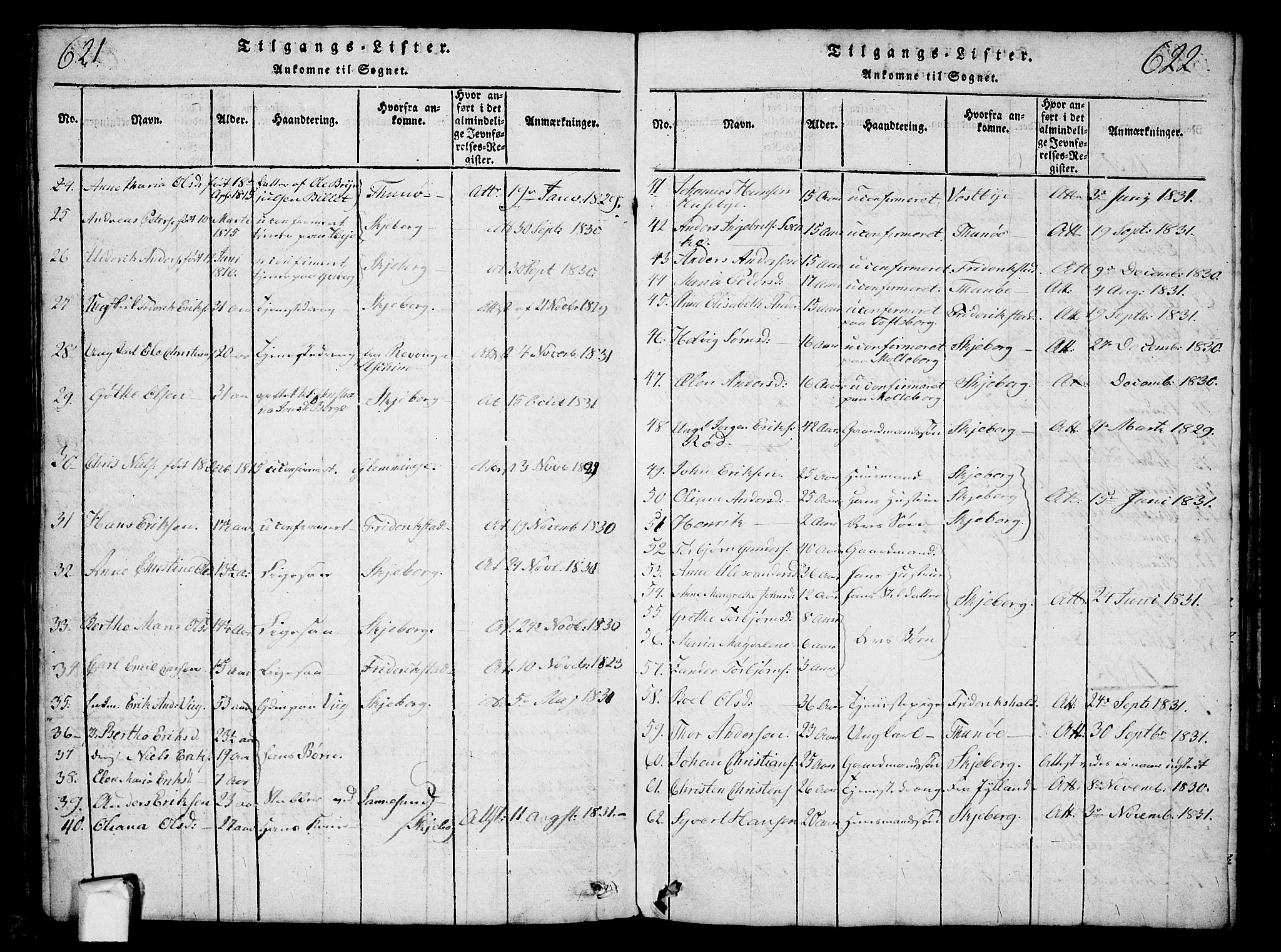 Borge prestekontor Kirkebøker, AV/SAO-A-10903/G/Ga/L0001: Klokkerbok nr.  I 1, 1815-1835, s. 621-622