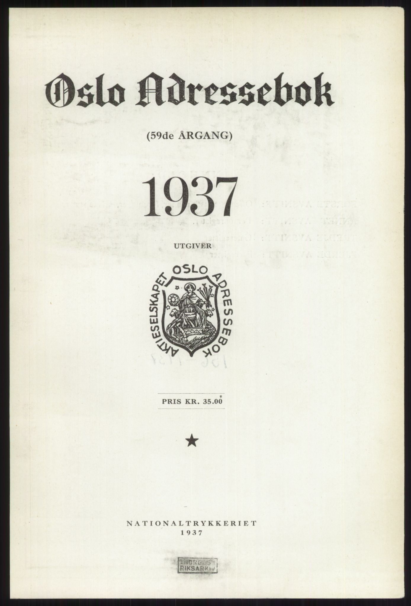 Kristiania/Oslo adressebok, PUBL/-, 1937