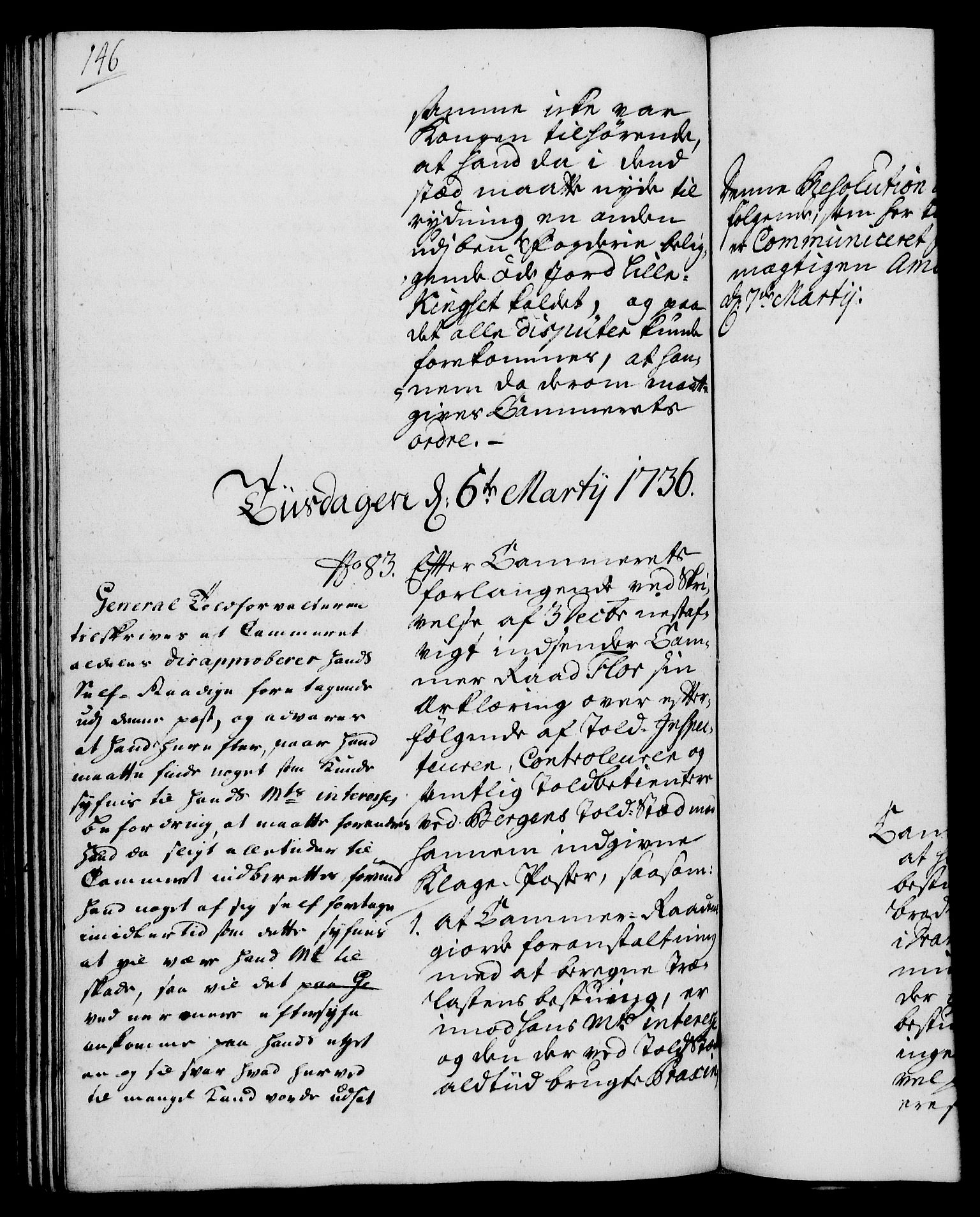 Rentekammeret, Kammerkanselliet, AV/RA-EA-3111/G/Gh/Gha/L0018: Norsk ekstraktmemorialprotokoll (merket RK 53.63), 1735-1736, s. 146
