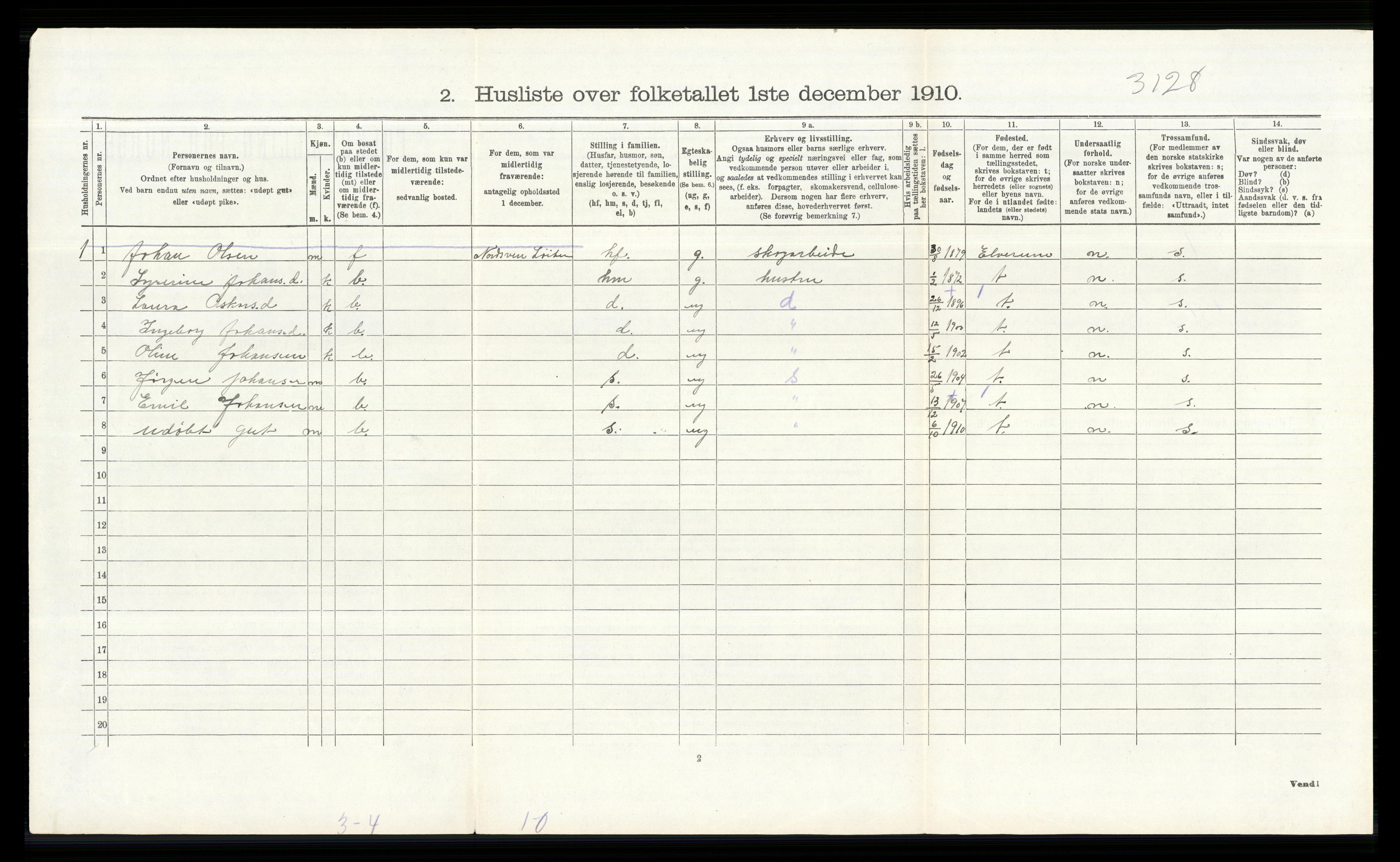 RA, Folketelling 1910 for 0415 Løten herred, 1910, s. 1329