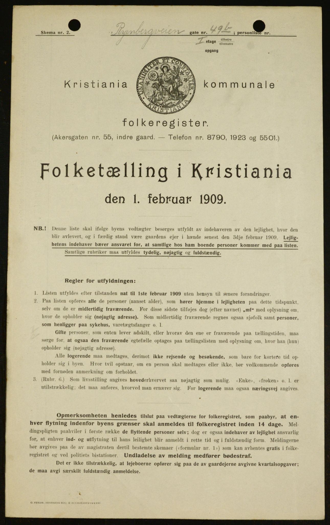 OBA, Kommunal folketelling 1.2.1909 for Kristiania kjøpstad, 1909, s. 77974