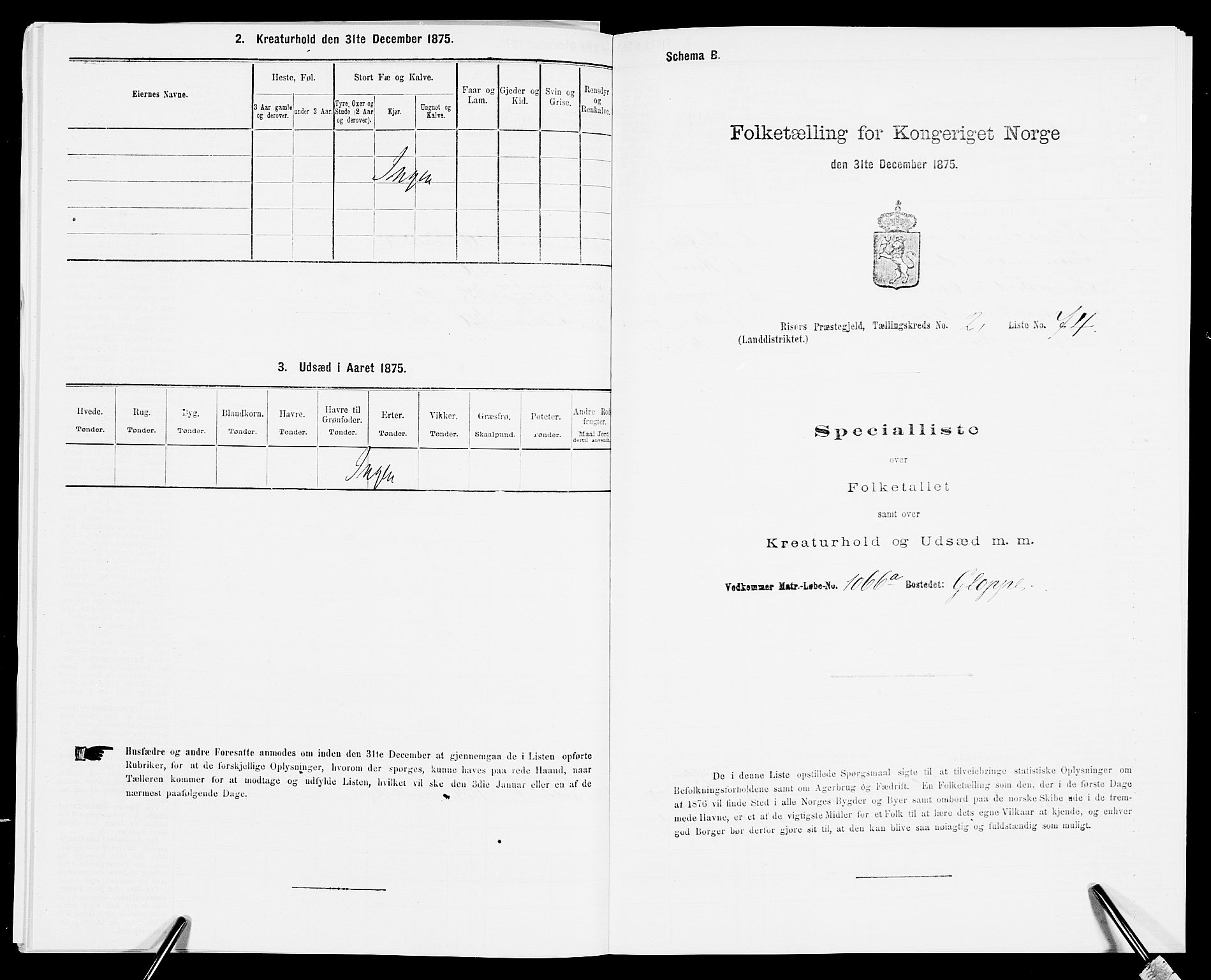 SAK, Folketelling 1875 for 0913L Risør prestegjeld, Søndeled sokn, 1875, s. 366