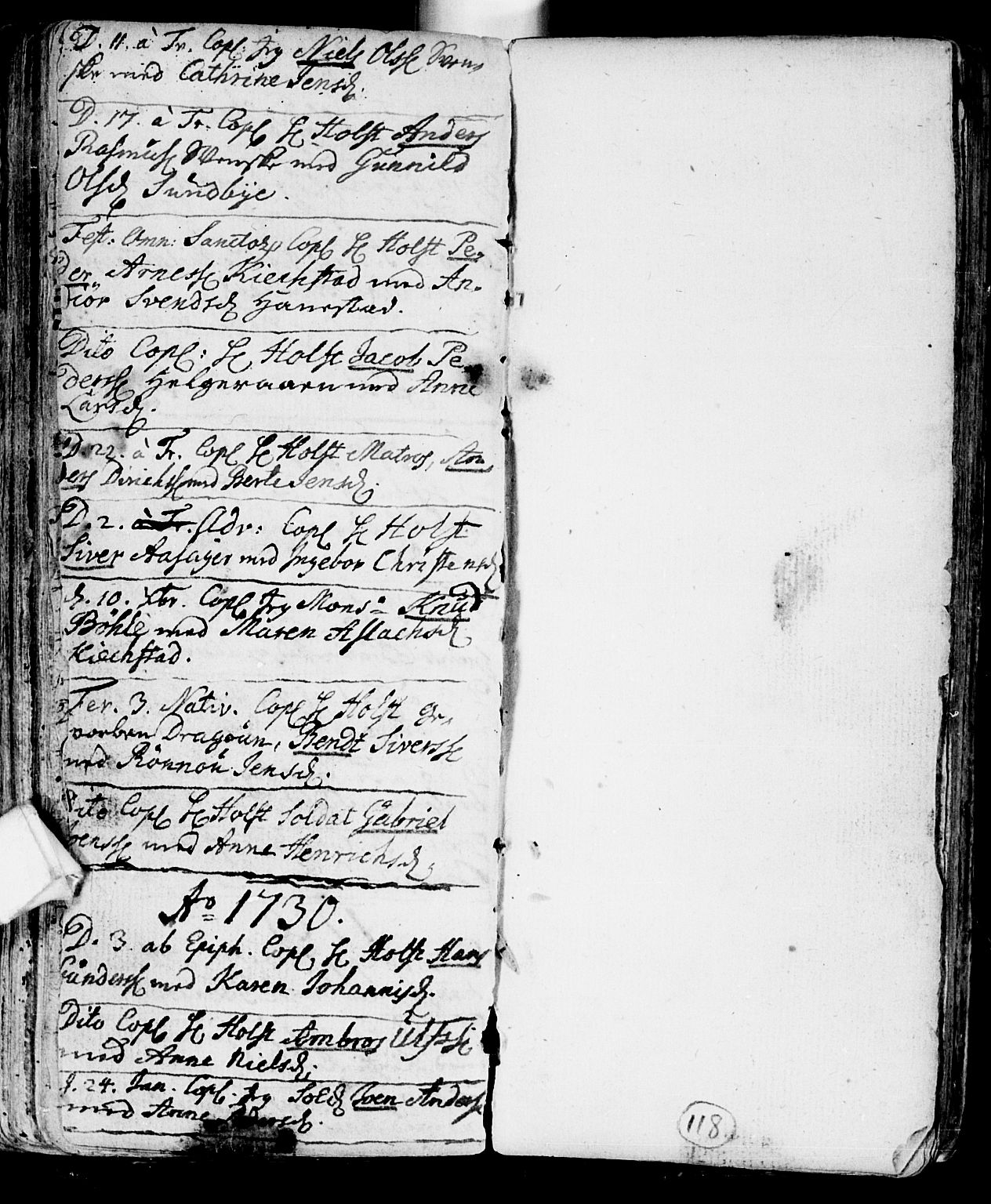 Røyken kirkebøker, SAKO/A-241/F/Fa/L0001: Ministerialbok nr. 1, 1701-1730, s. 118