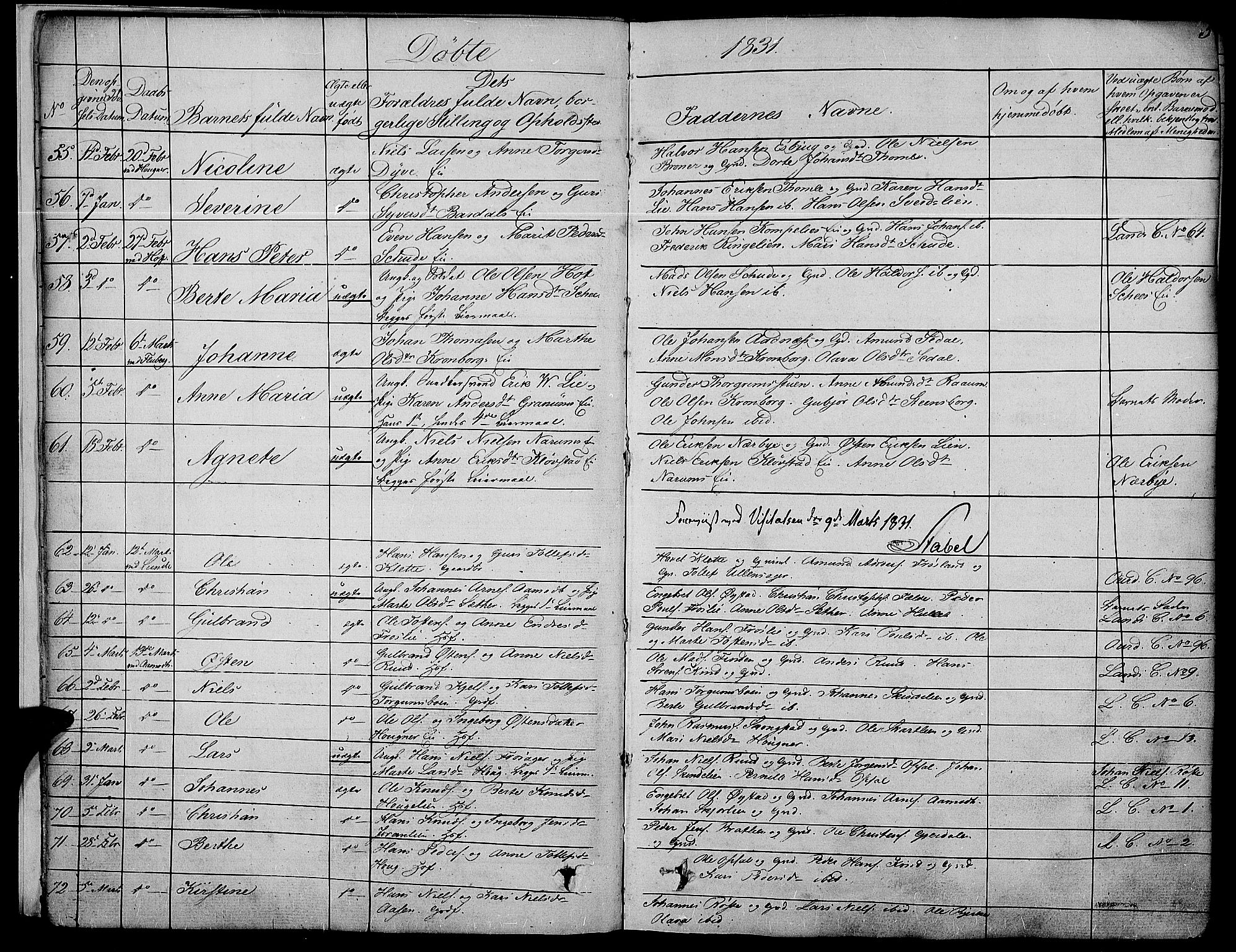 Land prestekontor, AV/SAH-PREST-120/H/Ha/Haa/L0008: Ministerialbok nr. 8, 1830-1846, s. 5