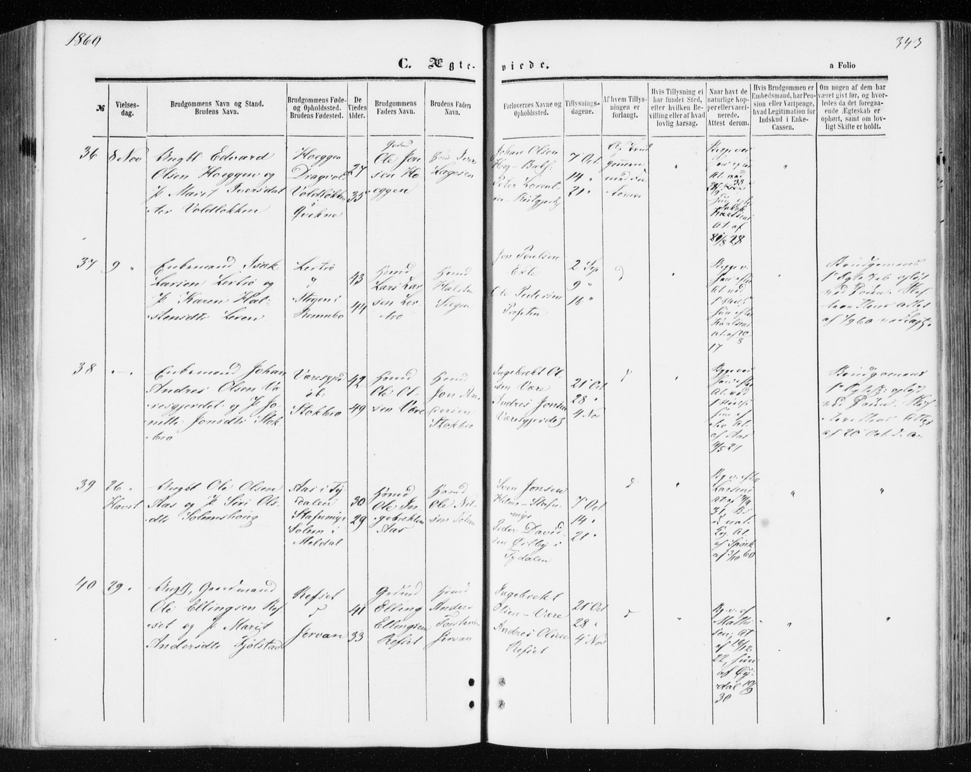 Ministerialprotokoller, klokkerbøker og fødselsregistre - Sør-Trøndelag, AV/SAT-A-1456/606/L0292: Ministerialbok nr. 606A07, 1856-1865, s. 343