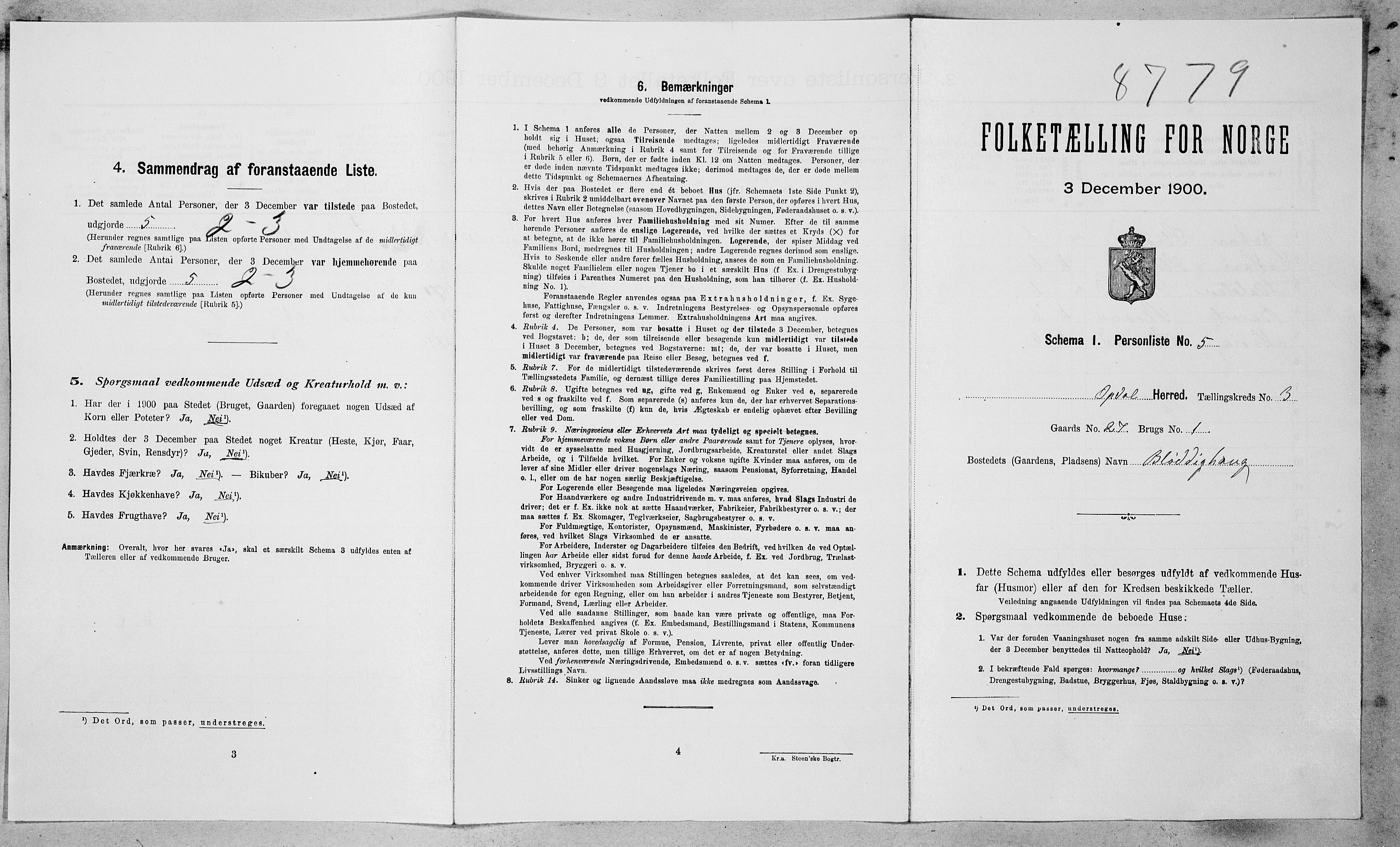 SAT, Folketelling 1900 for 1634 Oppdal herred, 1900, s. 308