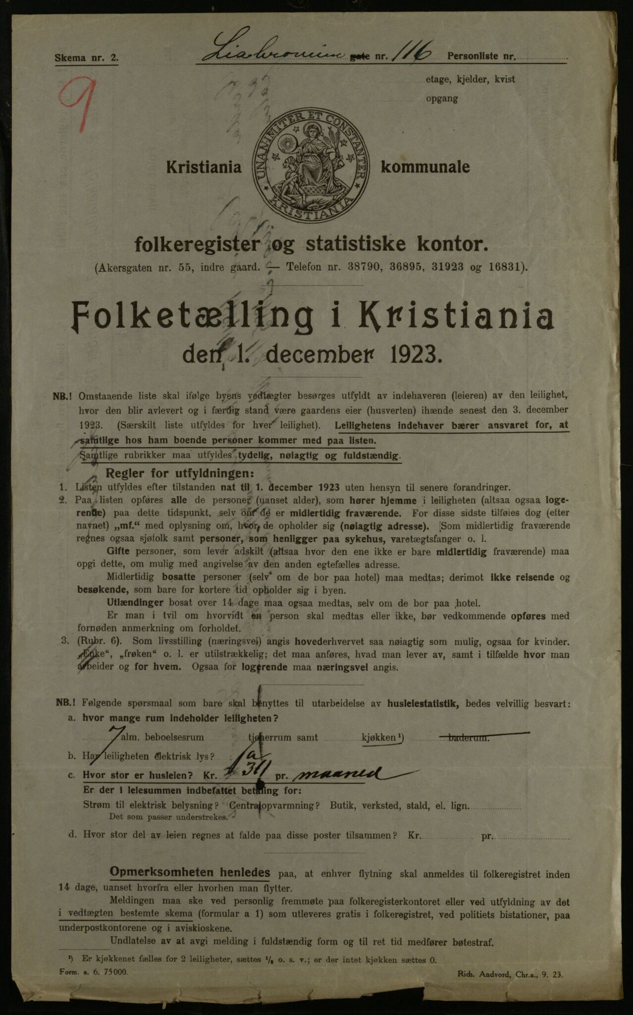 OBA, Kommunal folketelling 1.12.1923 for Kristiania, 1923, s. 64742