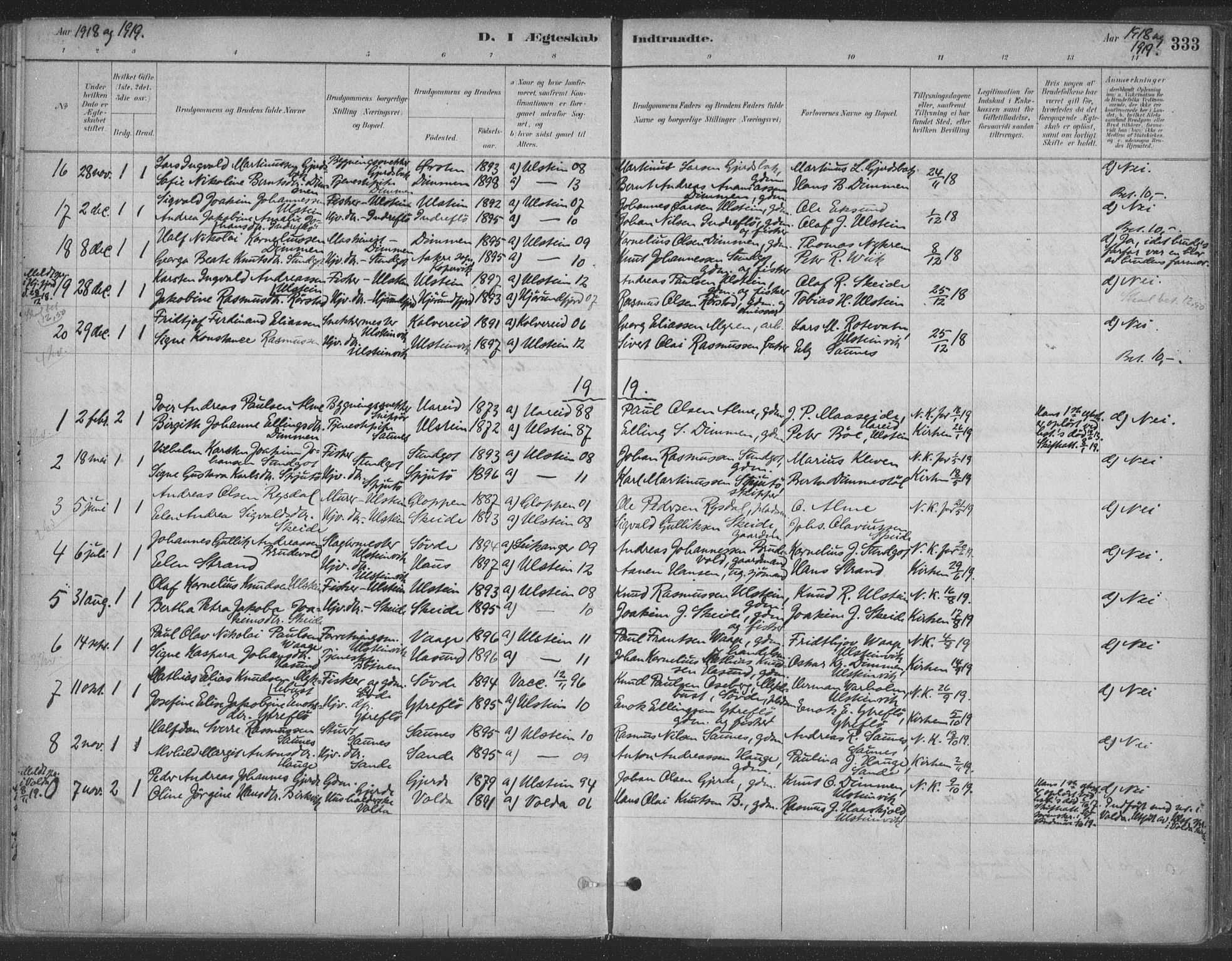 Ministerialprotokoller, klokkerbøker og fødselsregistre - Møre og Romsdal, AV/SAT-A-1454/509/L0106: Ministerialbok nr. 509A04, 1883-1922, s. 333