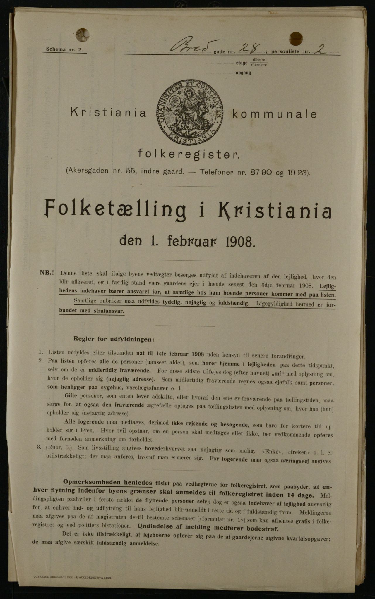 OBA, Kommunal folketelling 1.2.1908 for Kristiania kjøpstad, 1908, s. 8252