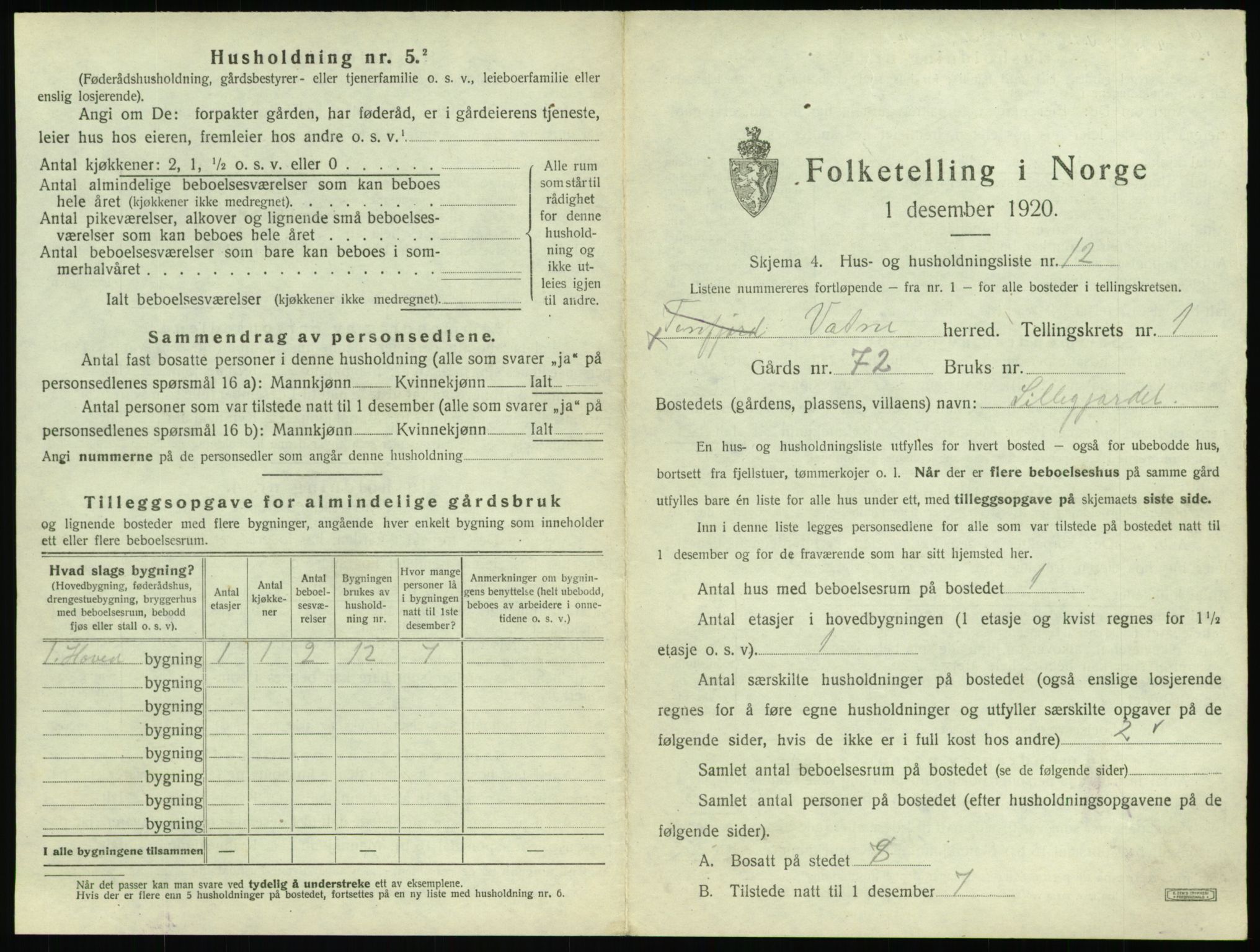 SAT, Folketelling 1920 for 1530 Vatne herred, 1920, s. 62