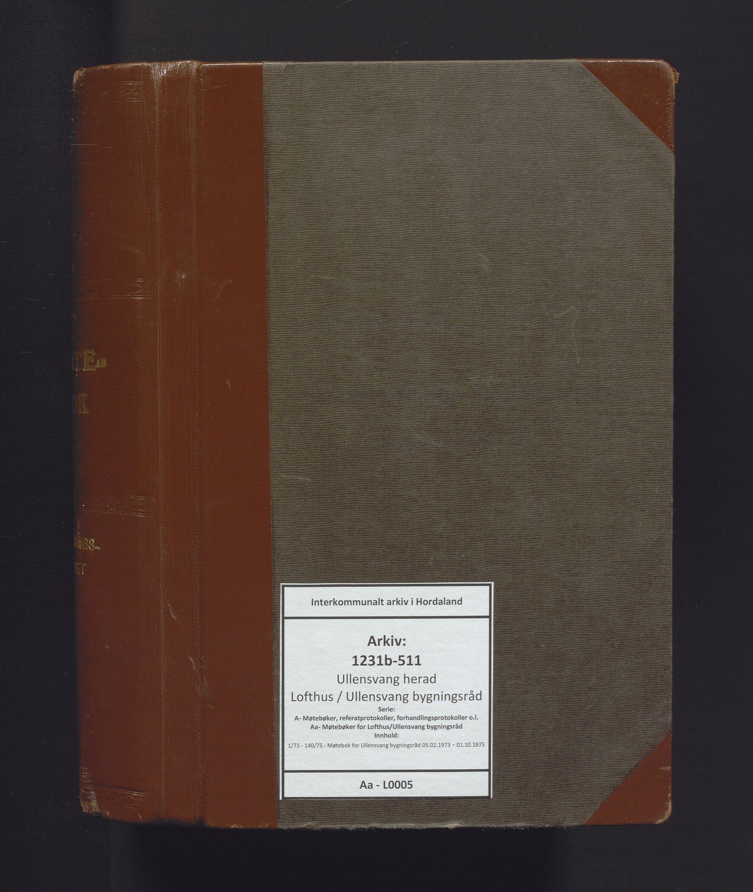 Ullensvang herad. Lofthus / Ullensvang bygningsråd , IKAH/1231b-511/A/Aa/L0005: Møtebok for Ullensvang bygningsråd, 1973-1975