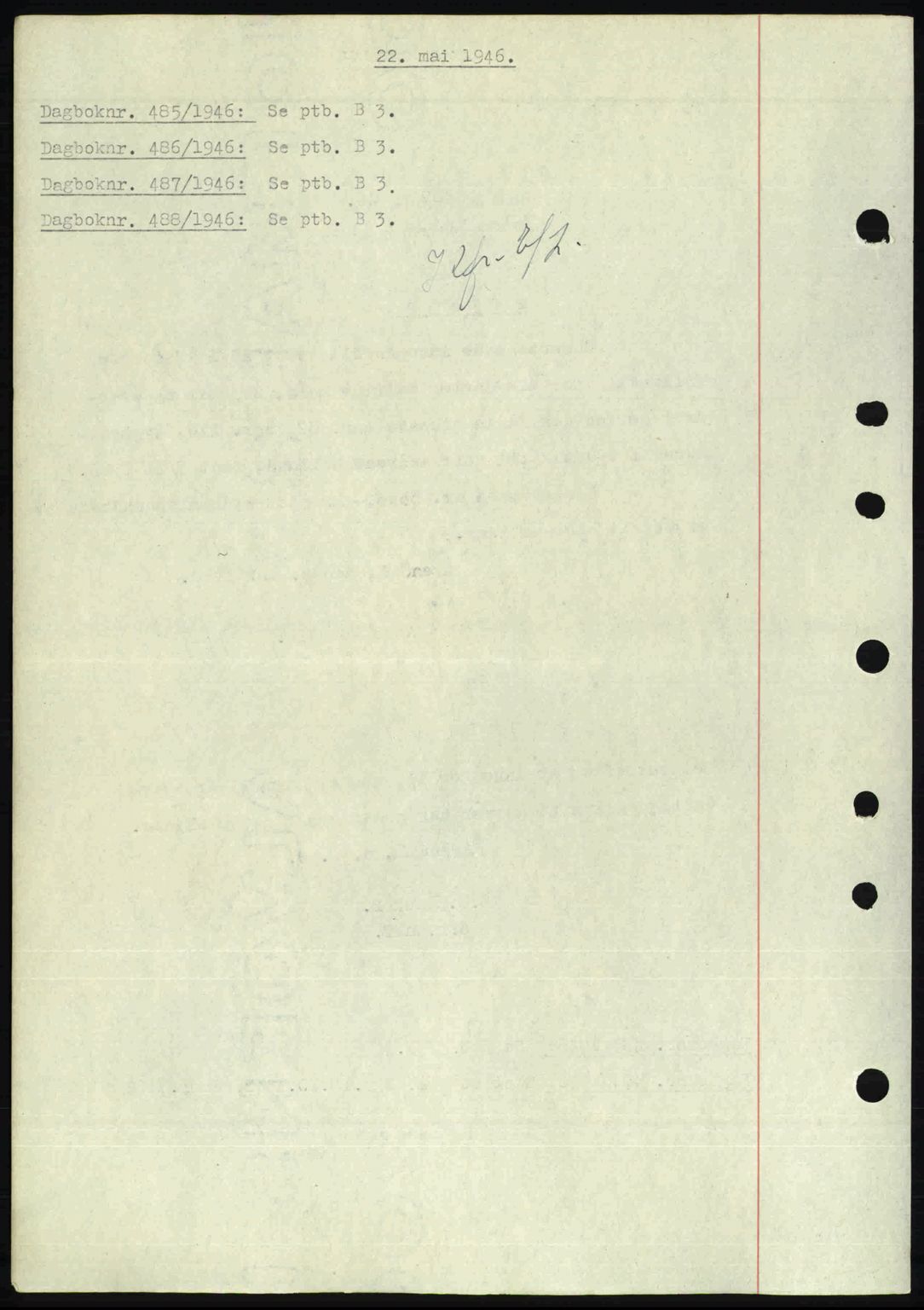 Nedenes sorenskriveri, AV/SAK-1221-0006/G/Gb/Gba/L0054: Pantebok nr. A6c, 1946-1946, Dagboknr: 485/1946