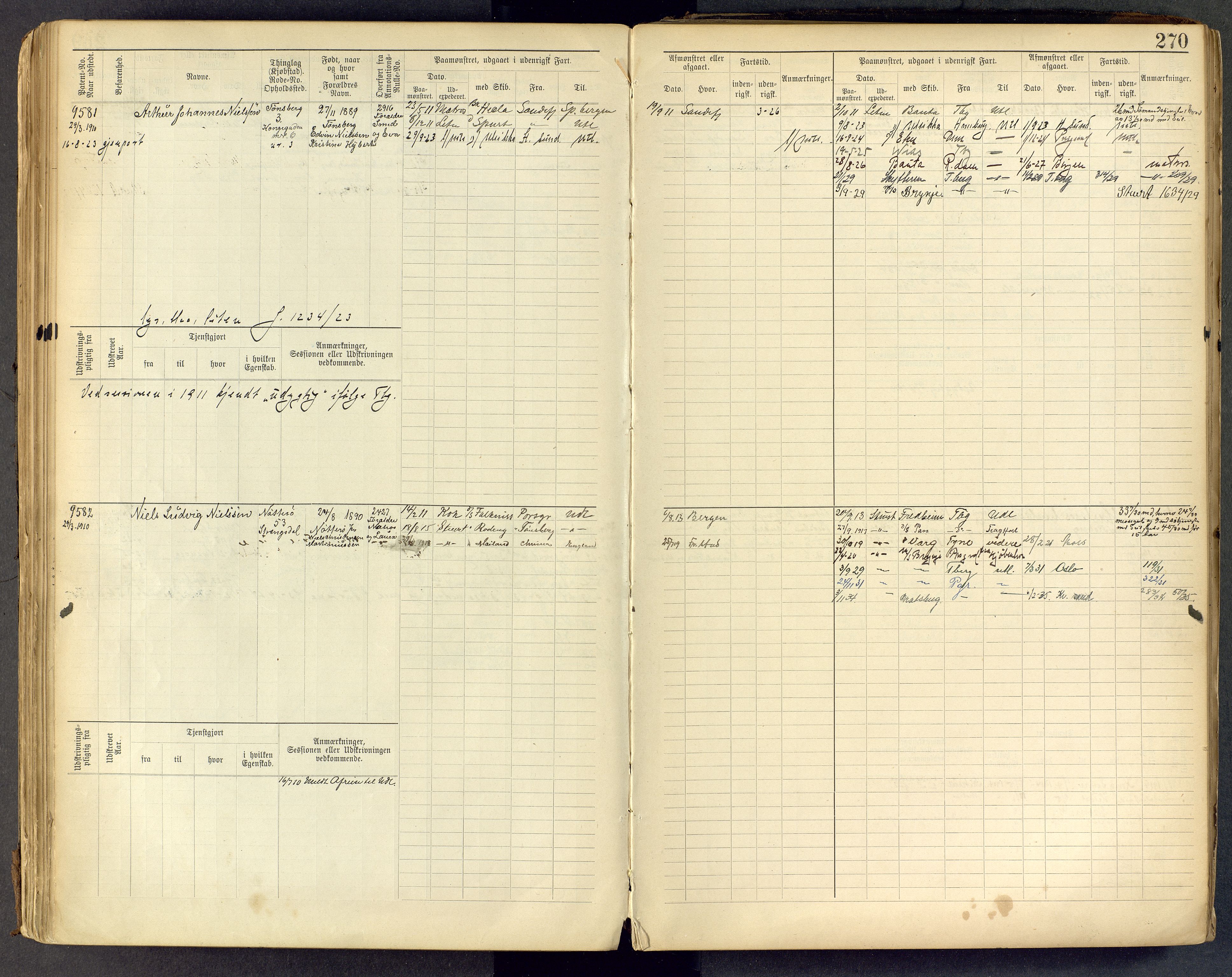 Tønsberg innrulleringskontor, AV/SAKO-A-786/F/Fc/Fcb/L0009: Hovedrulle Patent nr. 9043-9992, 1900-1921, s. 270