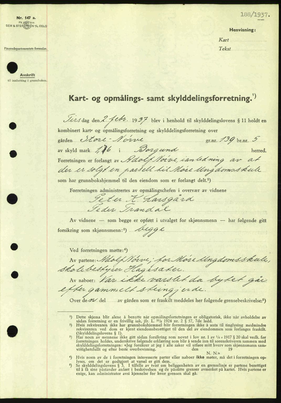 Nordre Sunnmøre sorenskriveri, SAT/A-0006/1/2/2C/2Ca: Pantebok nr. A2, 1936-1937, Dagboknr: 188/1937