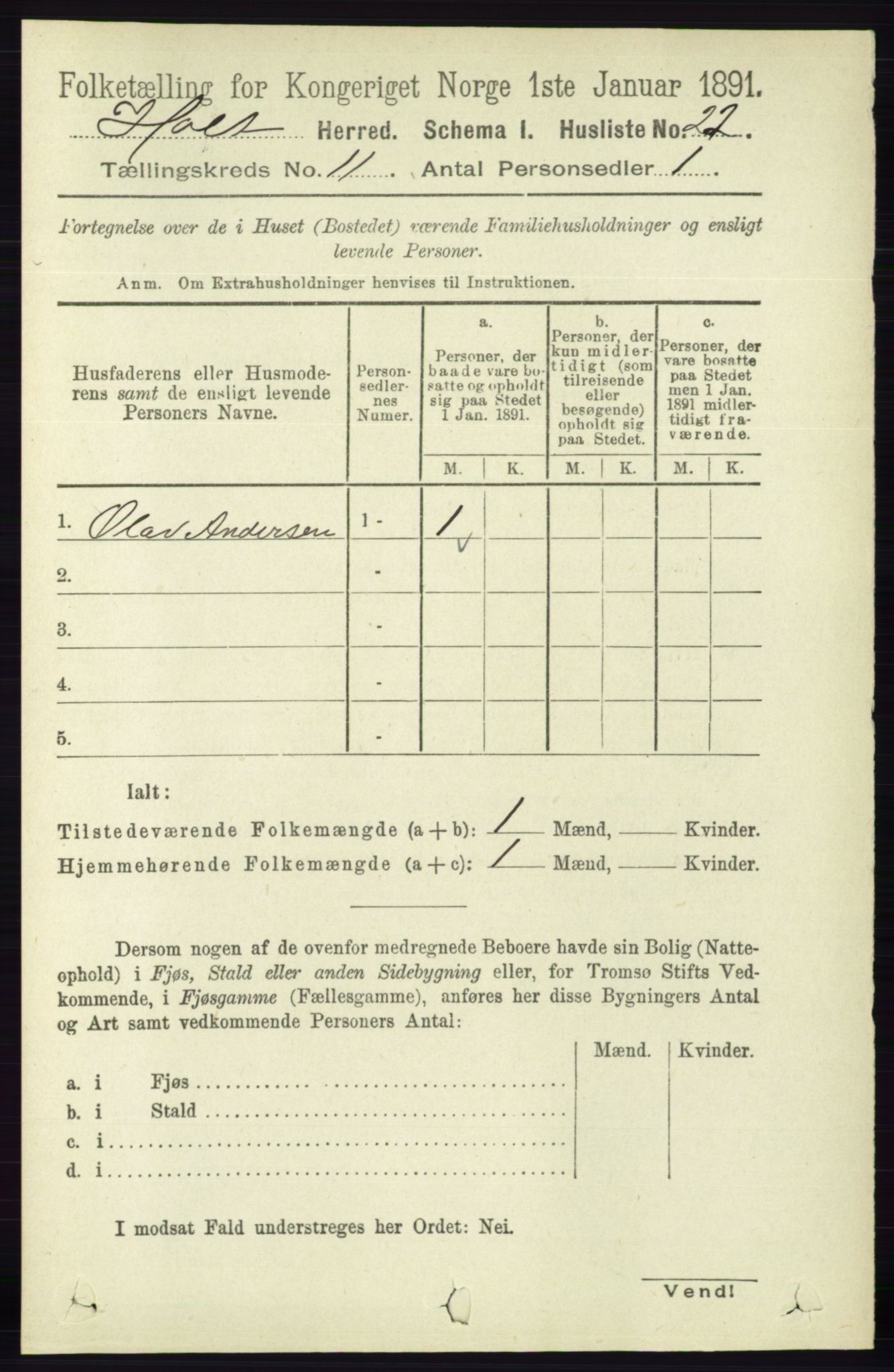 RA, Folketelling 1891 for 0914 Holt herred, 1891, s. 4791