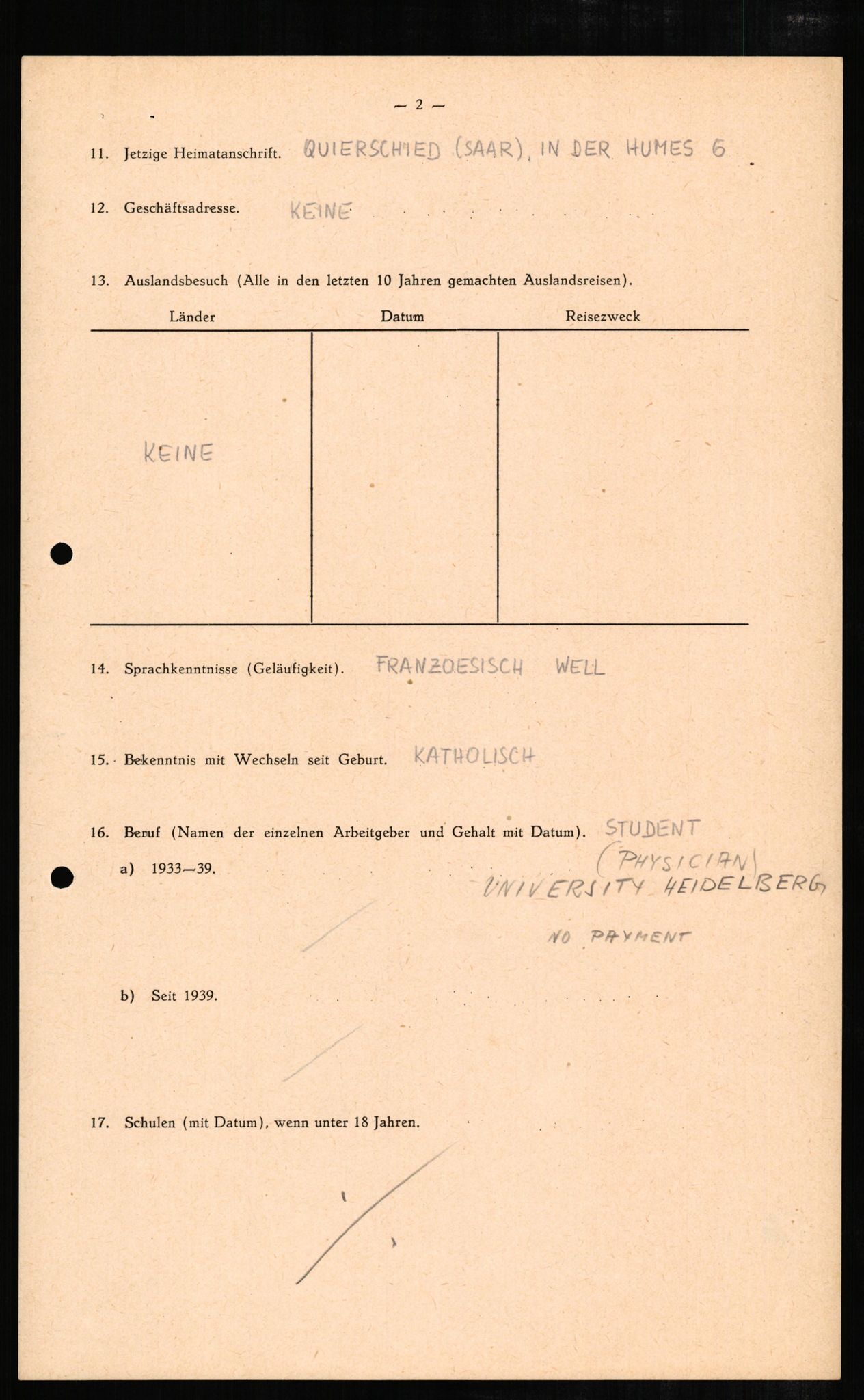 Forsvaret, Forsvarets overkommando II, AV/RA-RAFA-3915/D/Db/L0006: CI Questionaires. Tyske okkupasjonsstyrker i Norge. Tyskere., 1945-1946, s. 117