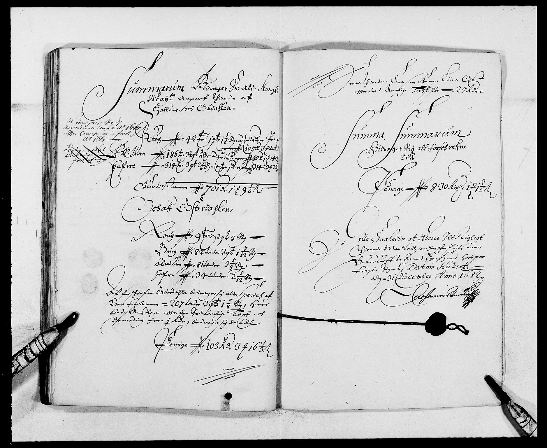 Rentekammeret inntil 1814, Reviderte regnskaper, Fogderegnskap, RA/EA-4092/R13/L0819: Fogderegnskap Solør, Odal og Østerdal, 1682, s. 186