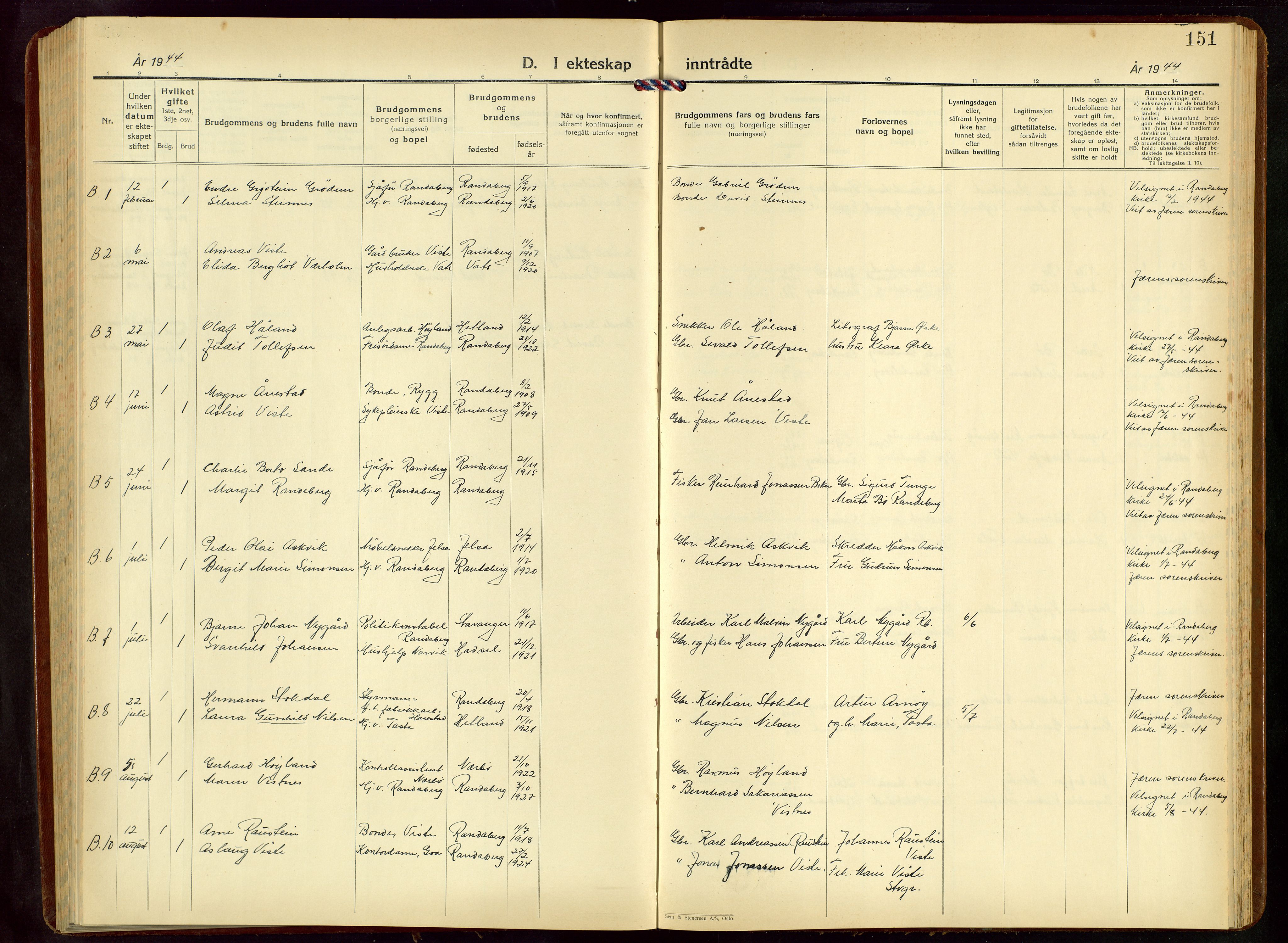 Hetland sokneprestkontor, AV/SAST-A-101826/30/30BB/L0015: Klokkerbok nr. B 15, 1940-1955, s. 151