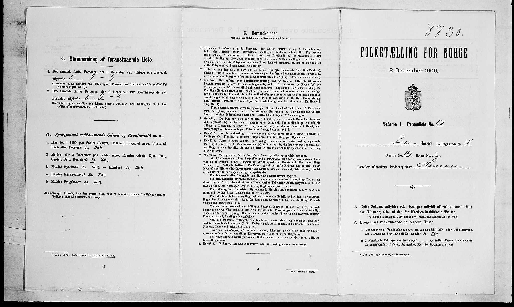 RA, Folketelling 1900 for 0626 Lier herred, 1900, s. 2362