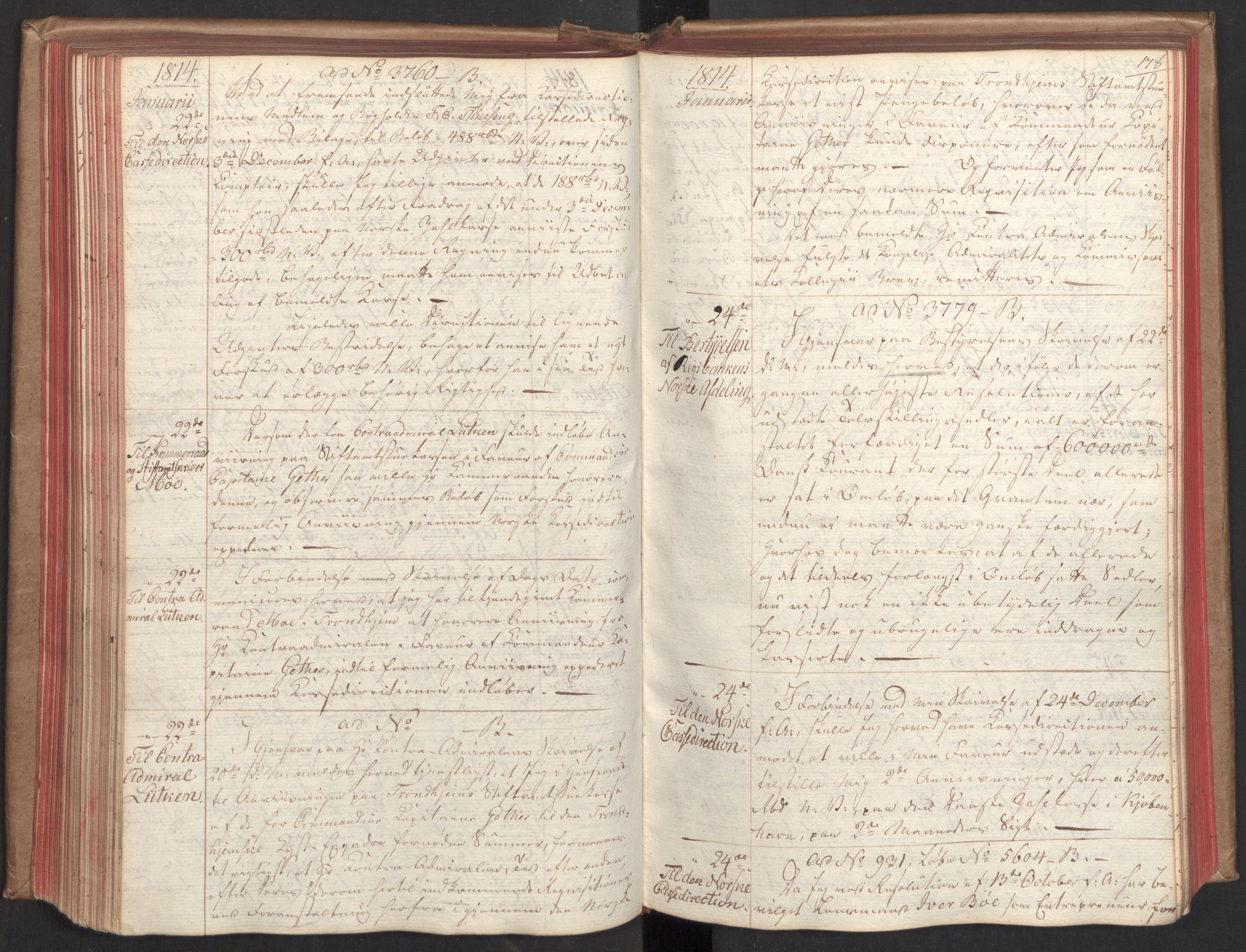 Stattholderembetet 1810-1814, 2. kontor (Kontor B), AV/RA-EA-5432/Bc/L0003: Korrespondanseprotokoll, 1813-1814, s. 177b-178a