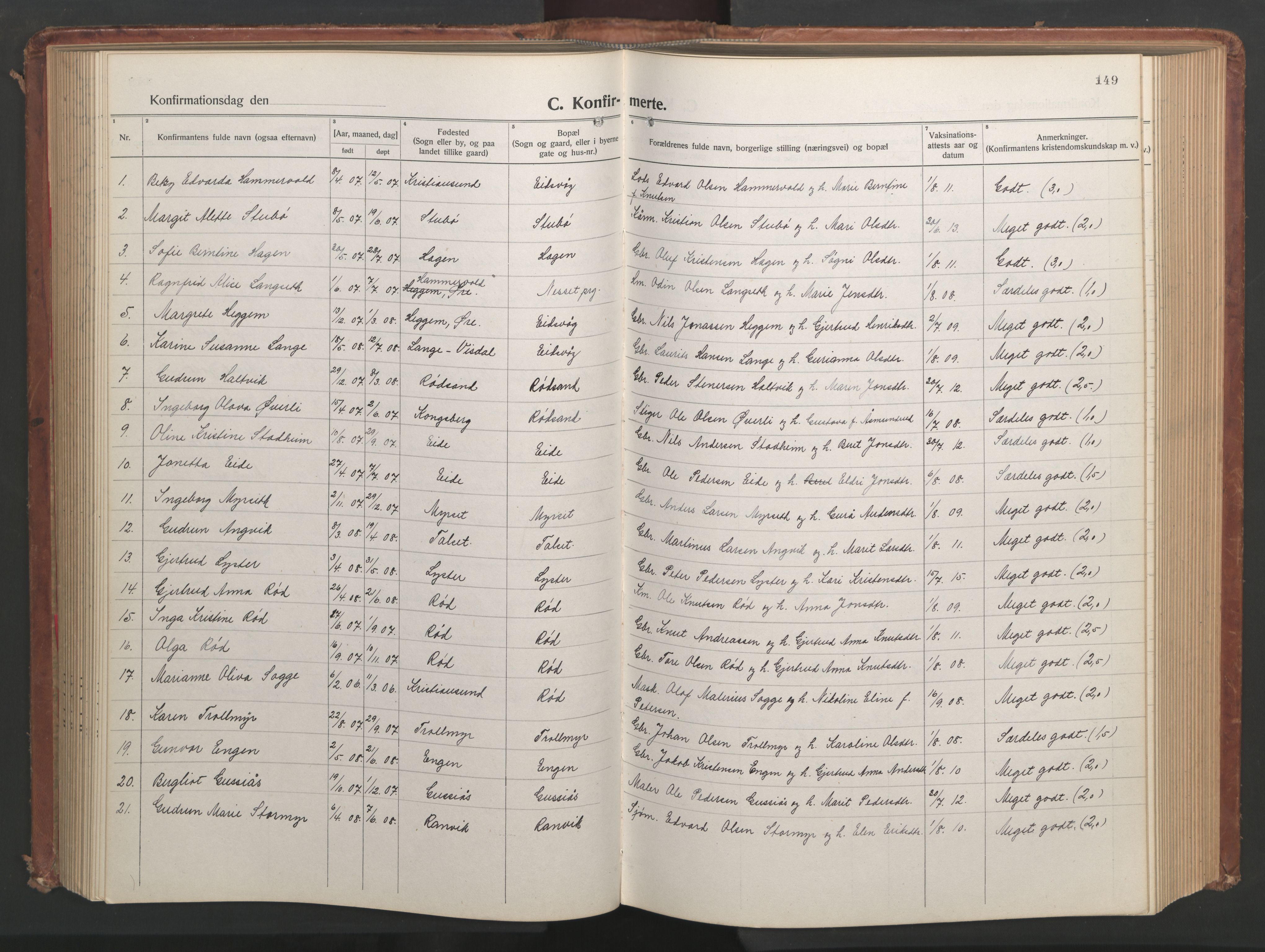 Ministerialprotokoller, klokkerbøker og fødselsregistre - Møre og Romsdal, AV/SAT-A-1454/551/L0633: Klokkerbok nr. 551C05, 1921-1961, s. 149