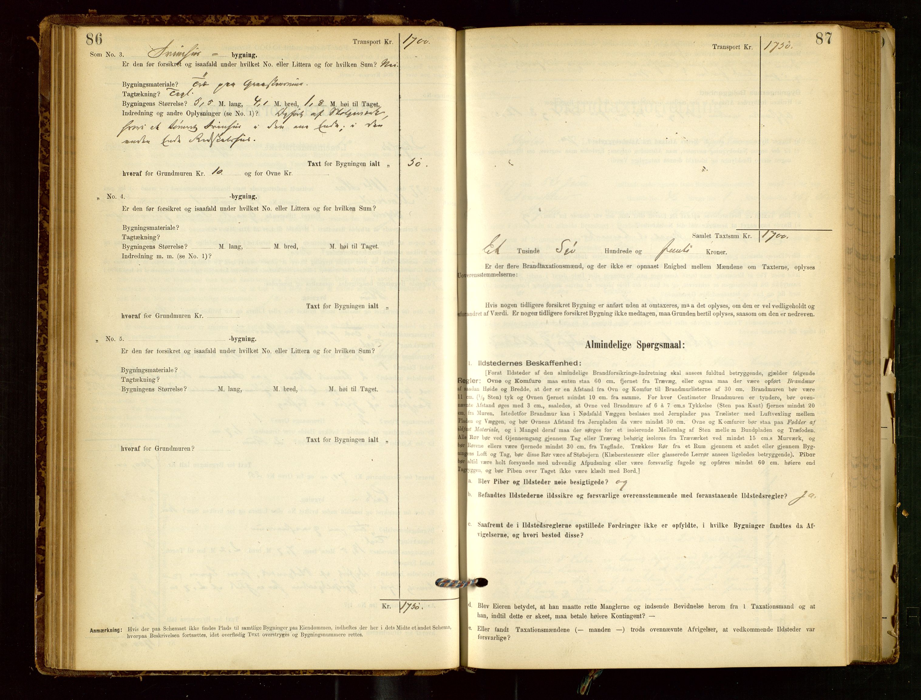 Skjold lensmannskontor, AV/SAST-A-100182/Gob/L0001: "Brandtaxationsprotokol for Skjold Lensmandsdistrikt Ryfylke Fogderi", 1894-1939, s. 86-87