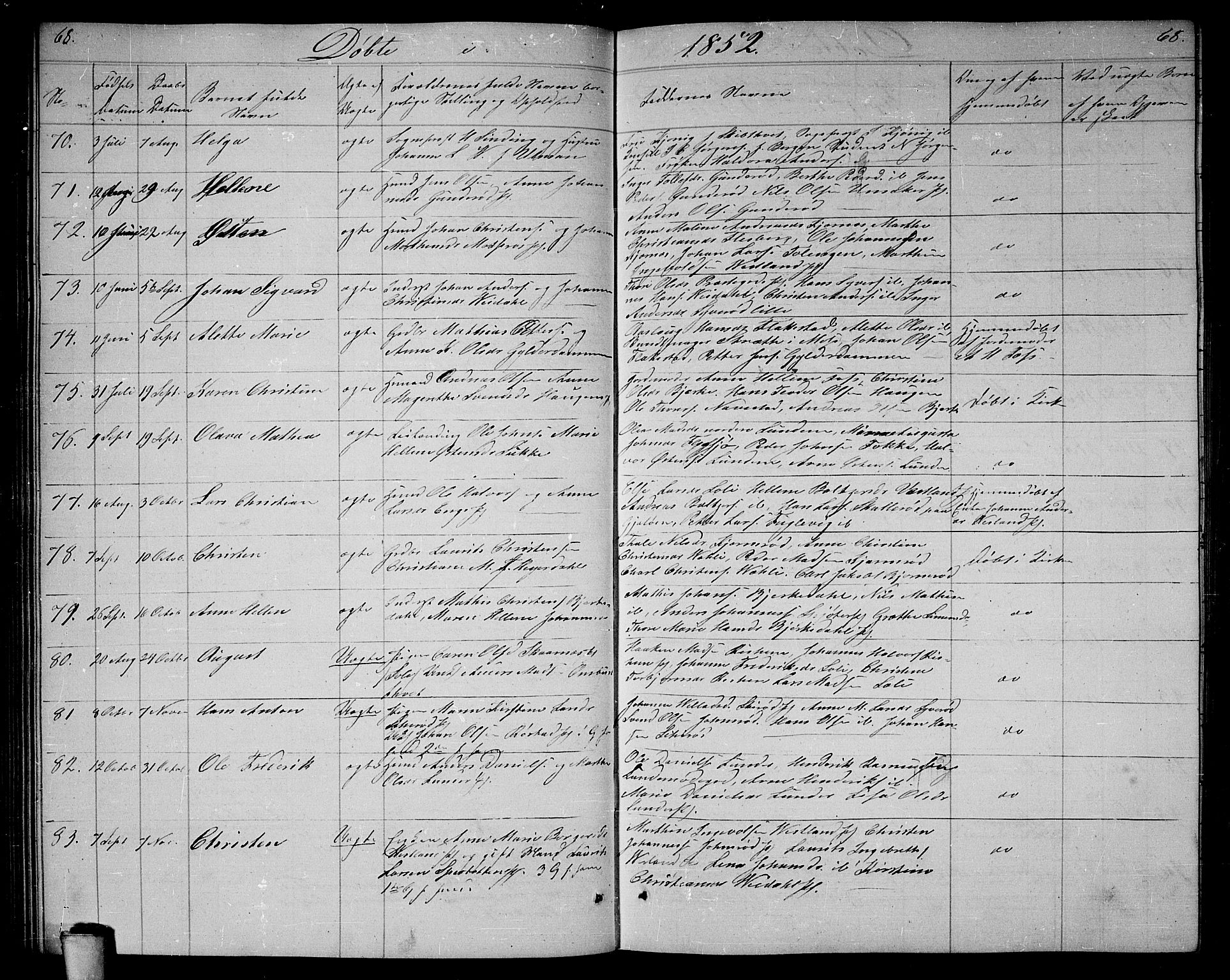 Våler prestekontor Kirkebøker, AV/SAO-A-11083/G/Ga/L0002: Klokkerbok nr. I 2, 1839-1860, s. 68