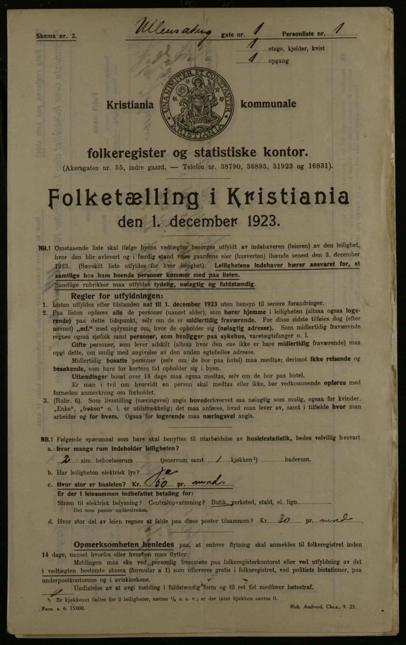 OBA, Kommunal folketelling 1.12.1923 for Kristiania, 1923, s. 131202