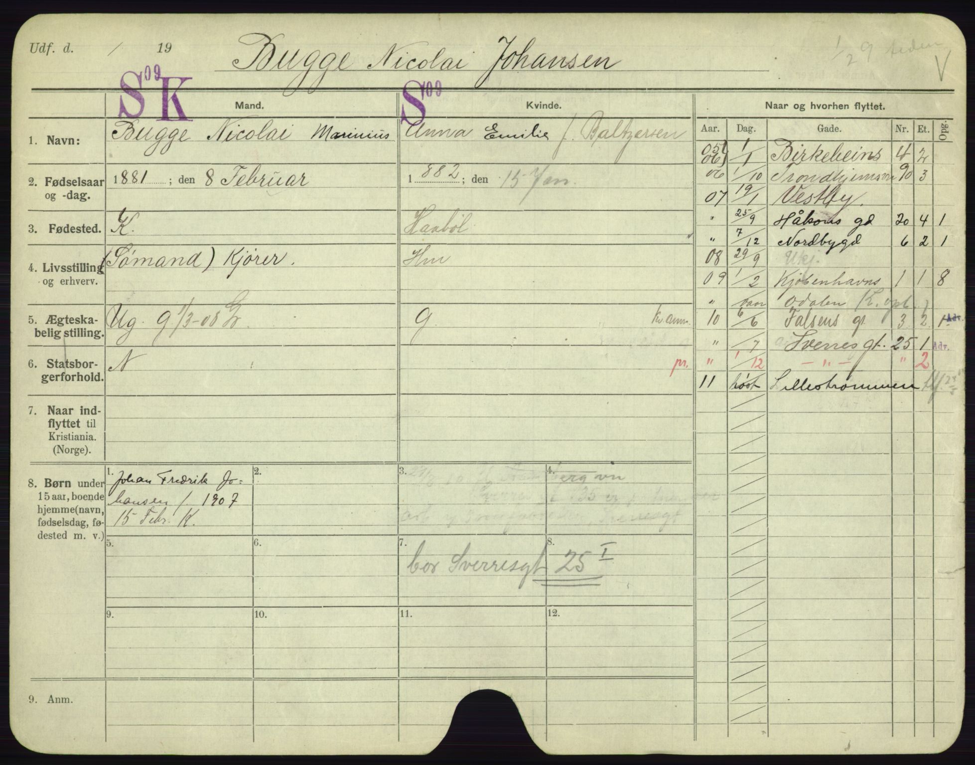 Oslo folkeregister, Registerkort, AV/SAO-A-11715/F/Fa/Fac/L0002: Menn, 1906-1914, s. 382a